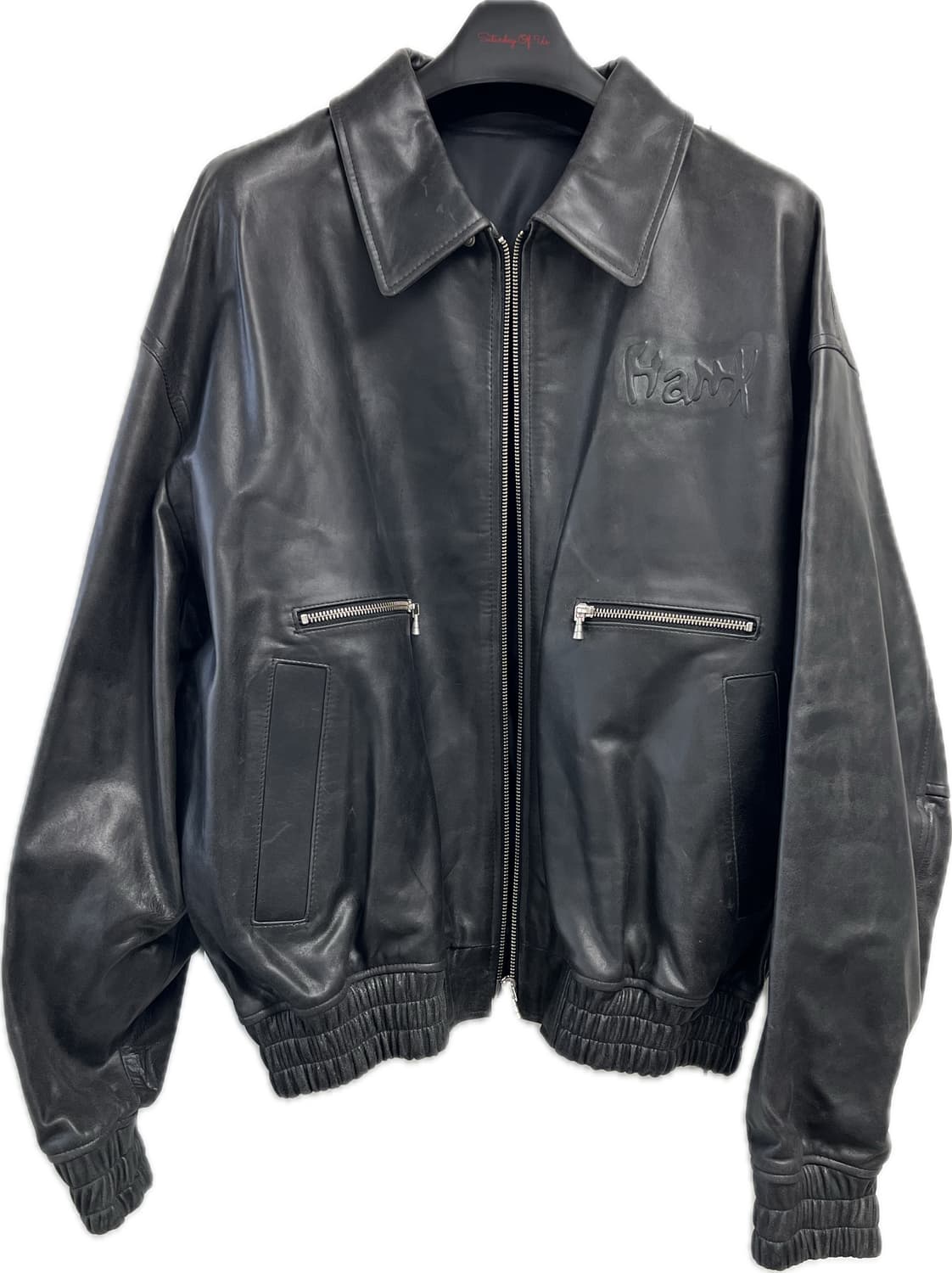 [M] STU X HANK 엠보 레더 자켓 블랙 행크 STU OFFICE 상품이미지2