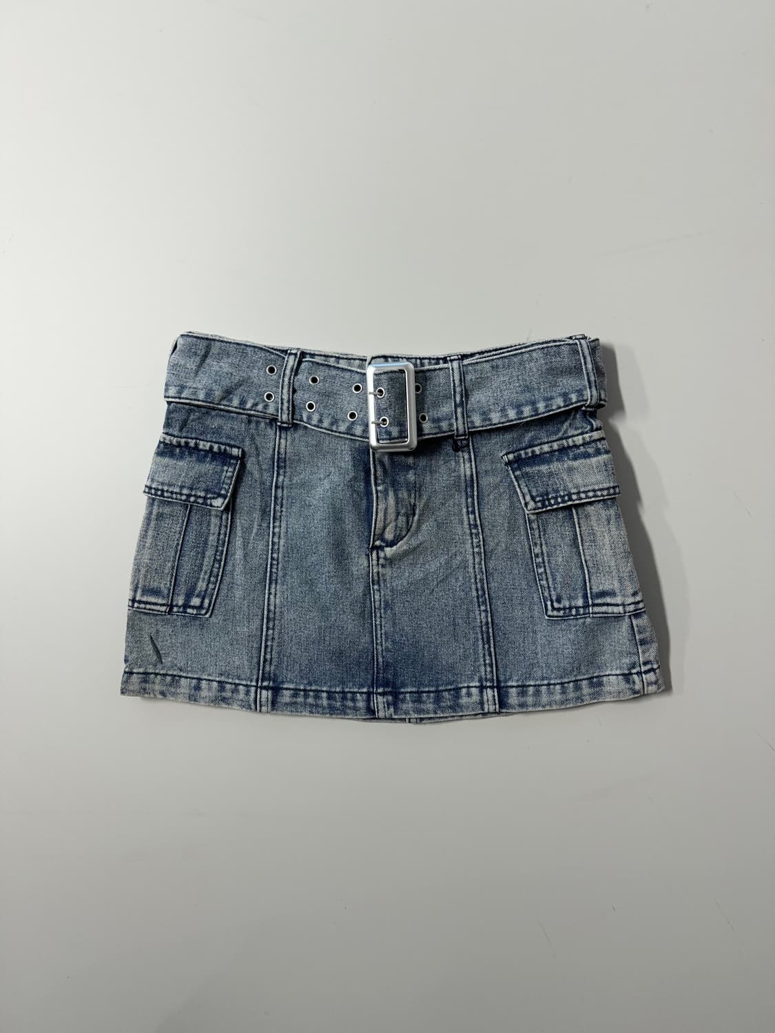 (미사용) 벨티드 워싱 로우 라이즈 데님 스커트 상품이미지2