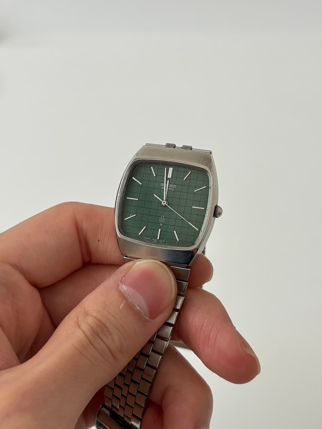 80s green check dial square quartz 상품이미지2