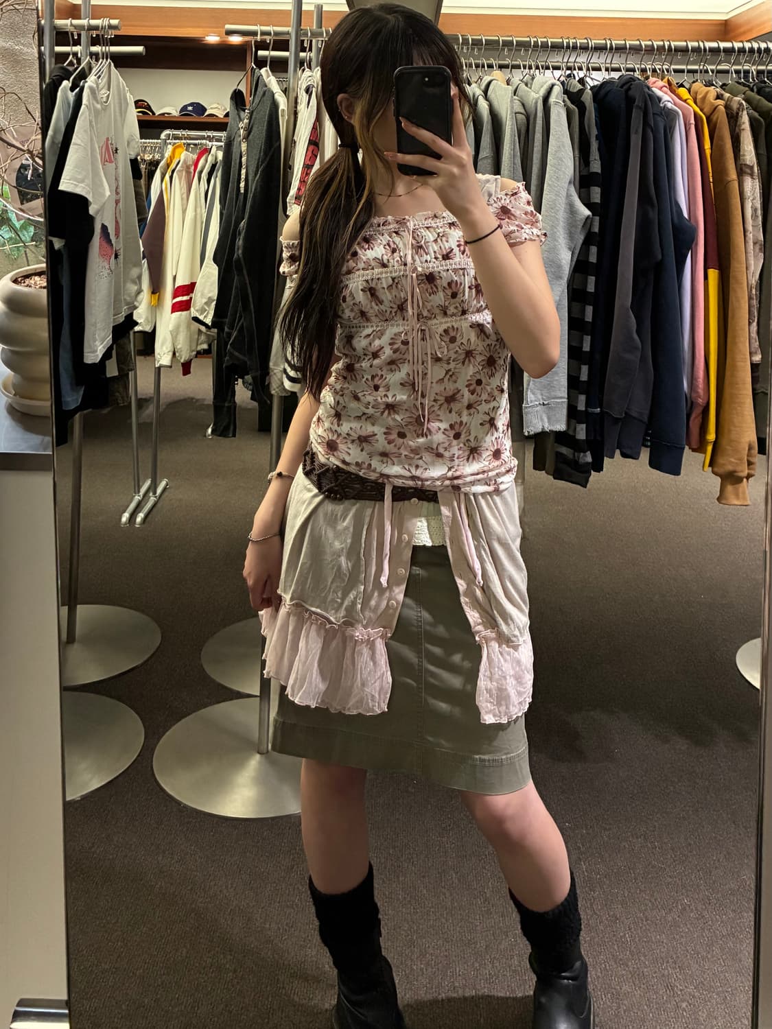 M)Japanese vintage 여성 플라워 패턴 레이스 블라우스 상품이미지9