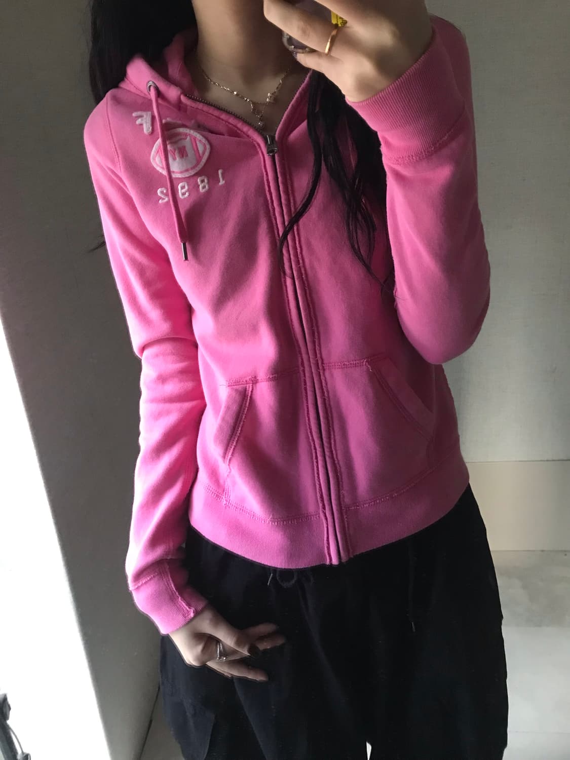 아베크롬비 핑크 슬림핏 후드집업 상품이미지3