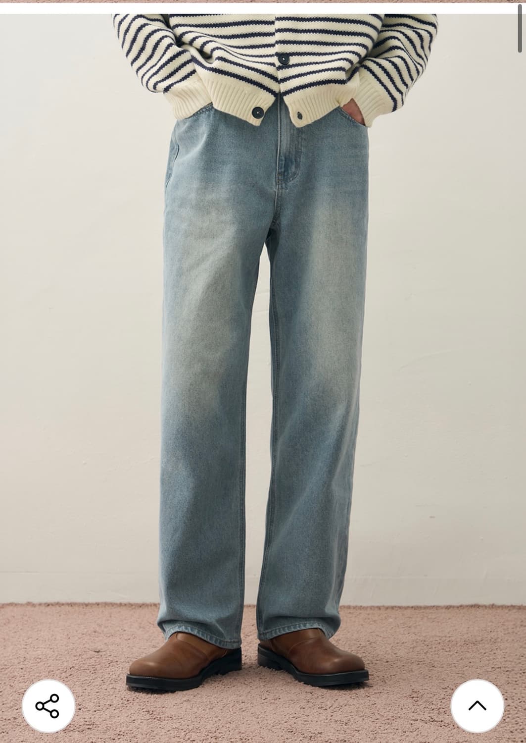 (새상품)(L) 드로우핏 유주얼 세미 와이드 데님 팬츠DUSTY BLUE 상품이미지5