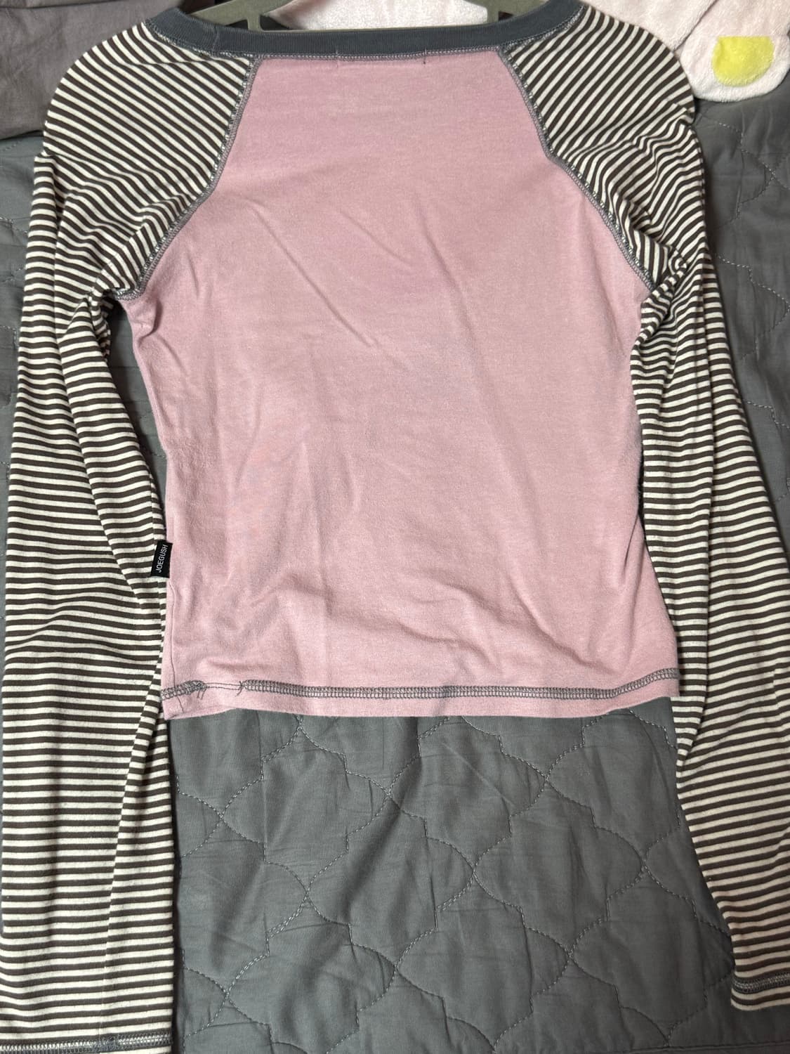 조거쉬 스트라이프 래글런 크롭 티셔츠 핑크 상품이미지4