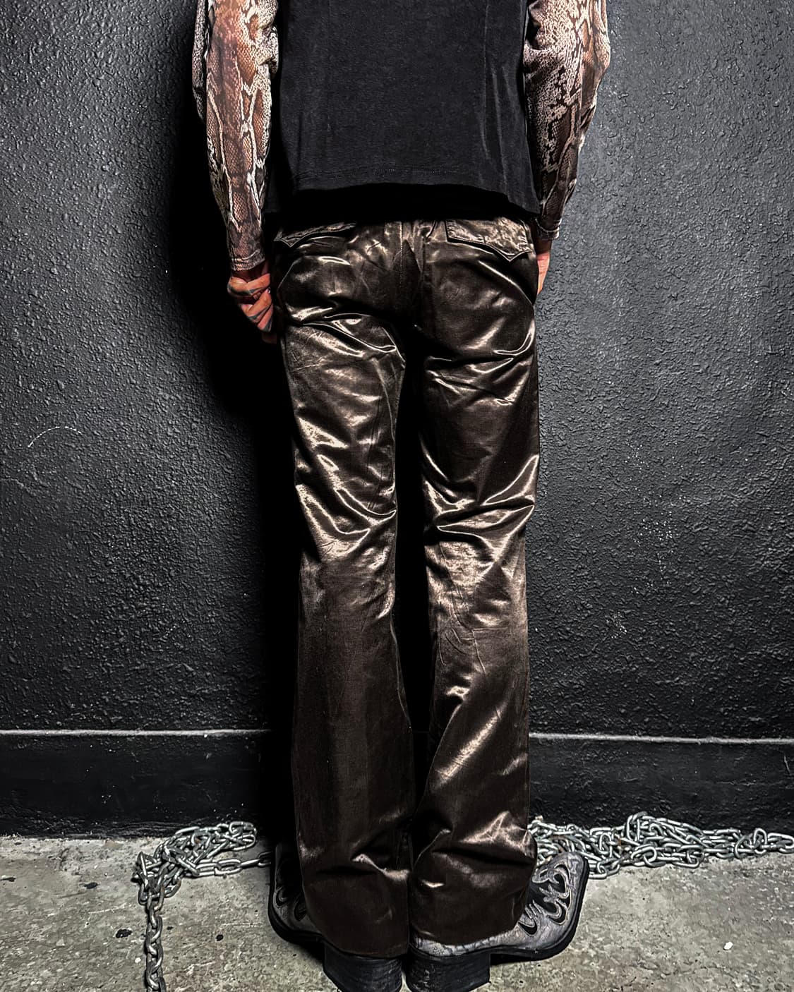 Brown satin Sammy boot-cut Pants 상품이미지10