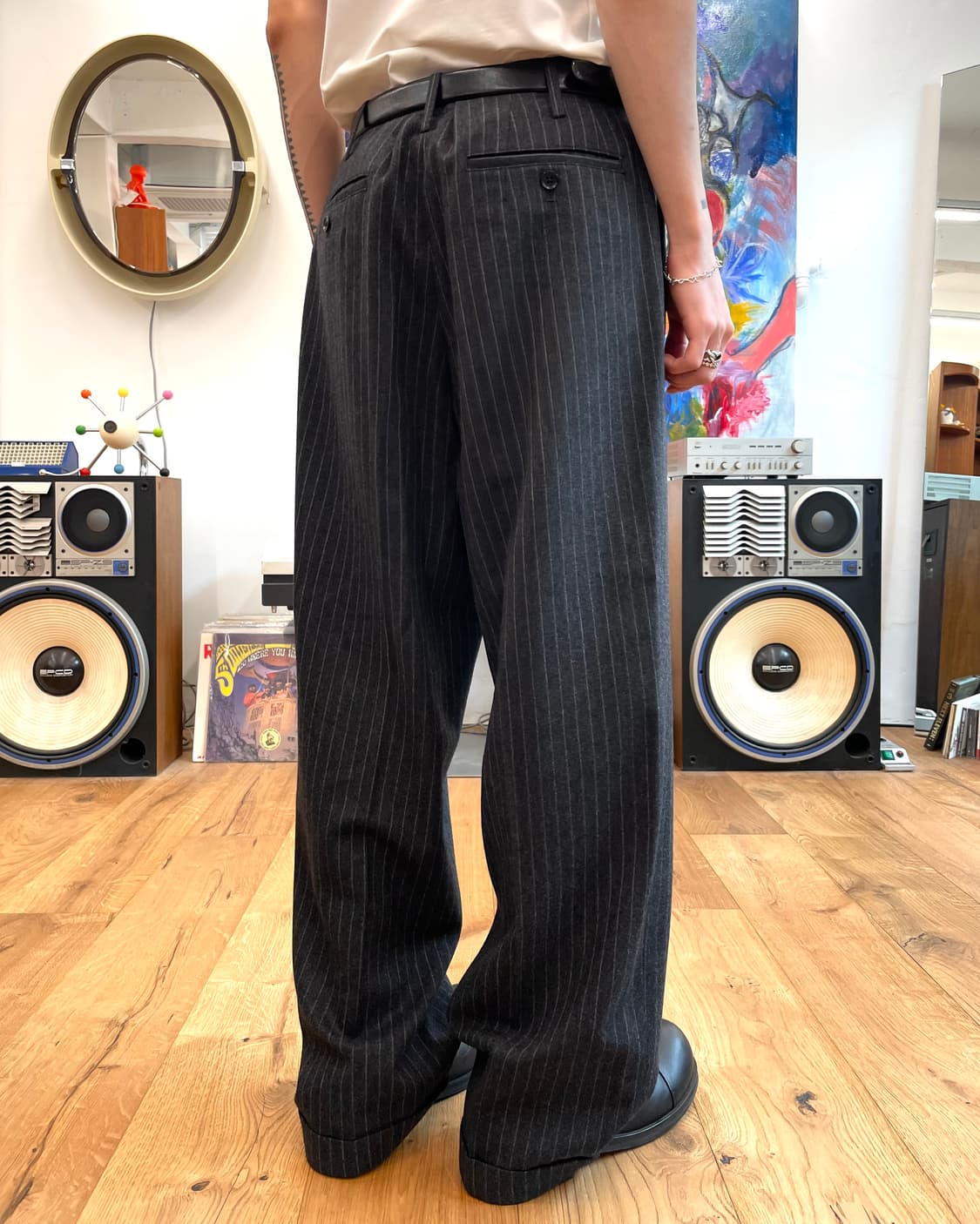 [2] 요지야마모토 와이즈 포맨 스트라이프 울 팬츠 상품이미지1