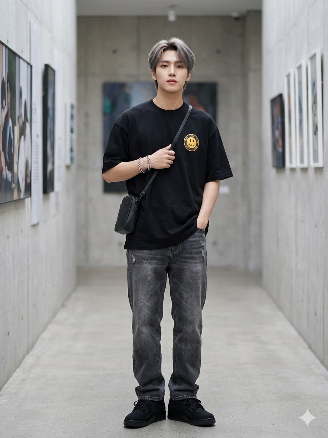 드류하우스 도쿄 팝업 한정판 스마일 반팔 티셔츠 블랙 상품이미지1