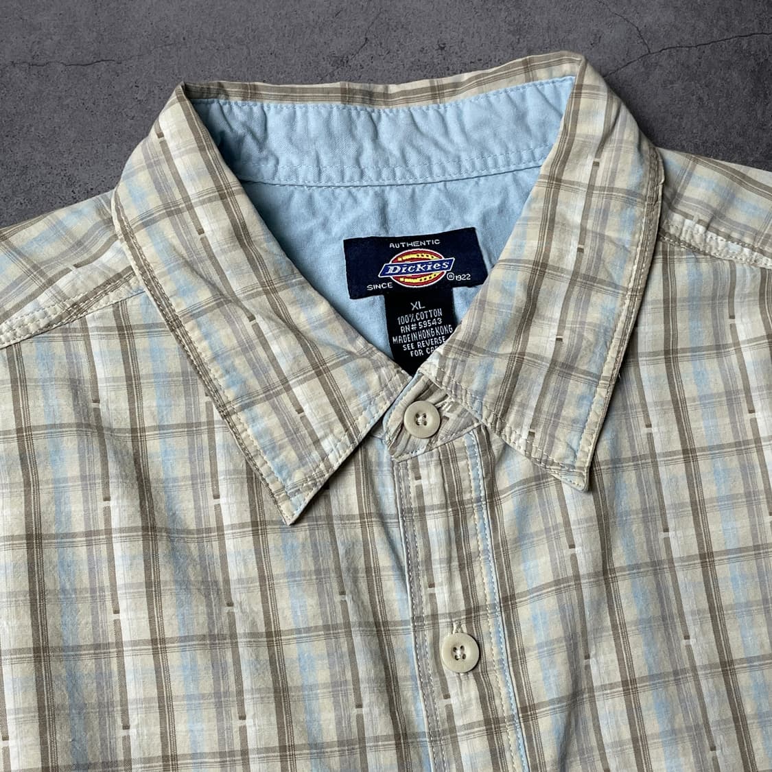 DICKIES 디키즈 빈티지 베이지 체크 반팔 워크 셔츠 A01011 상품이미지2