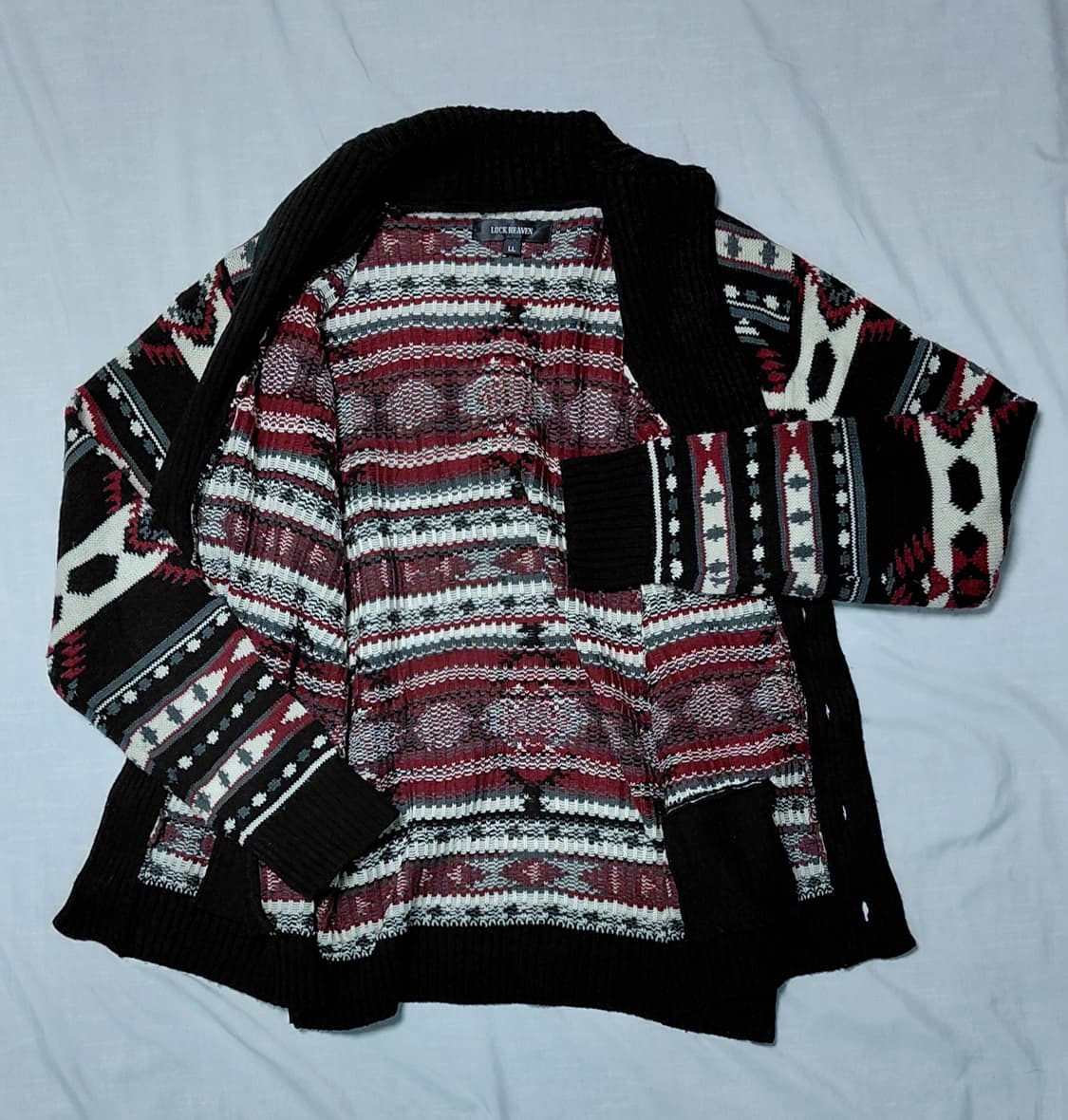 아메카지 감성 LOCK HEAVEN 네이티브 패턴 코위찬 숄칼라 가디건 상품이미지6