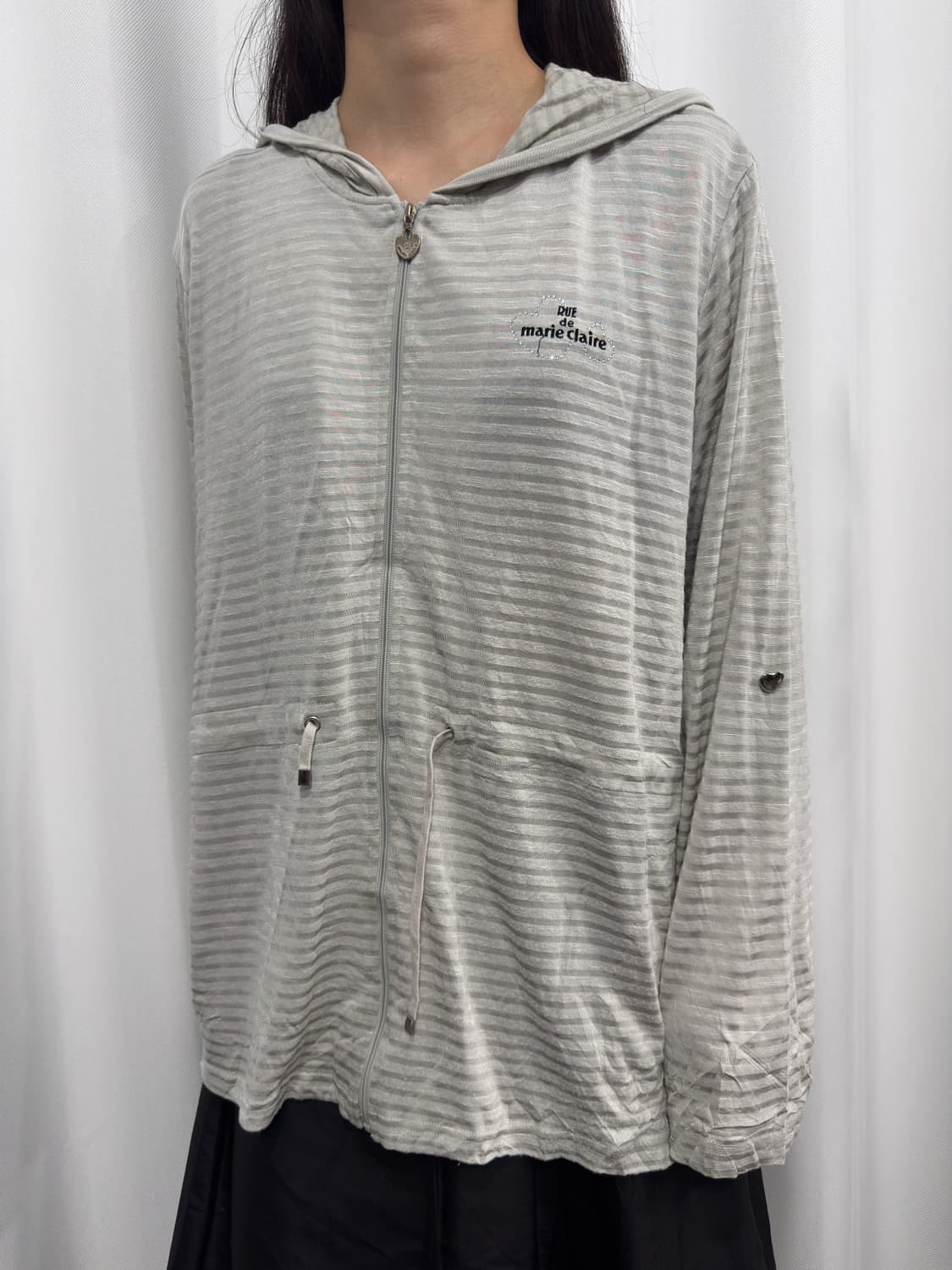 marie claire stripe hood zipup 상품이미지2