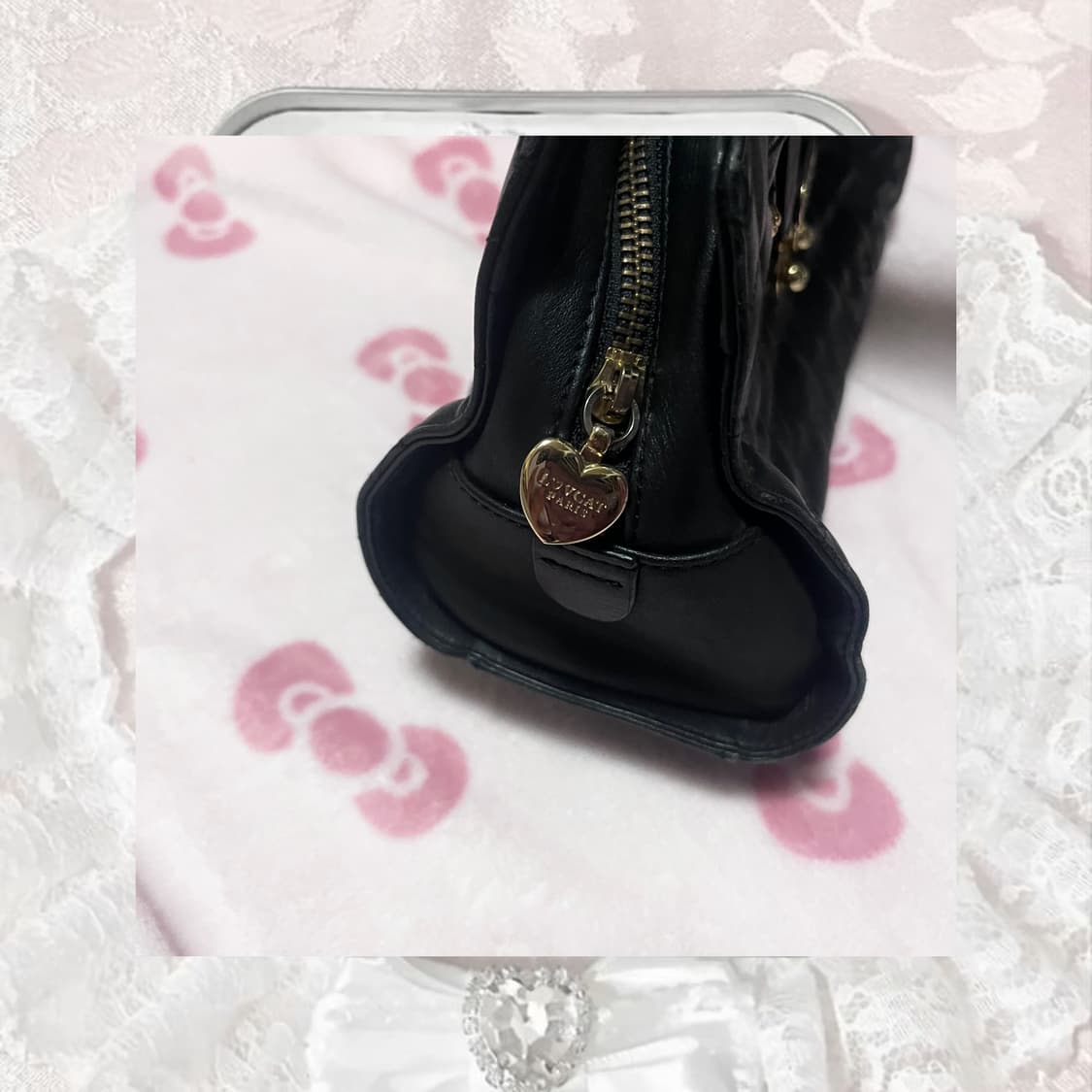 대대장 빈티지 러브캣 블랙 퀄팅 큐빅 체인 토트백 상품이미지3