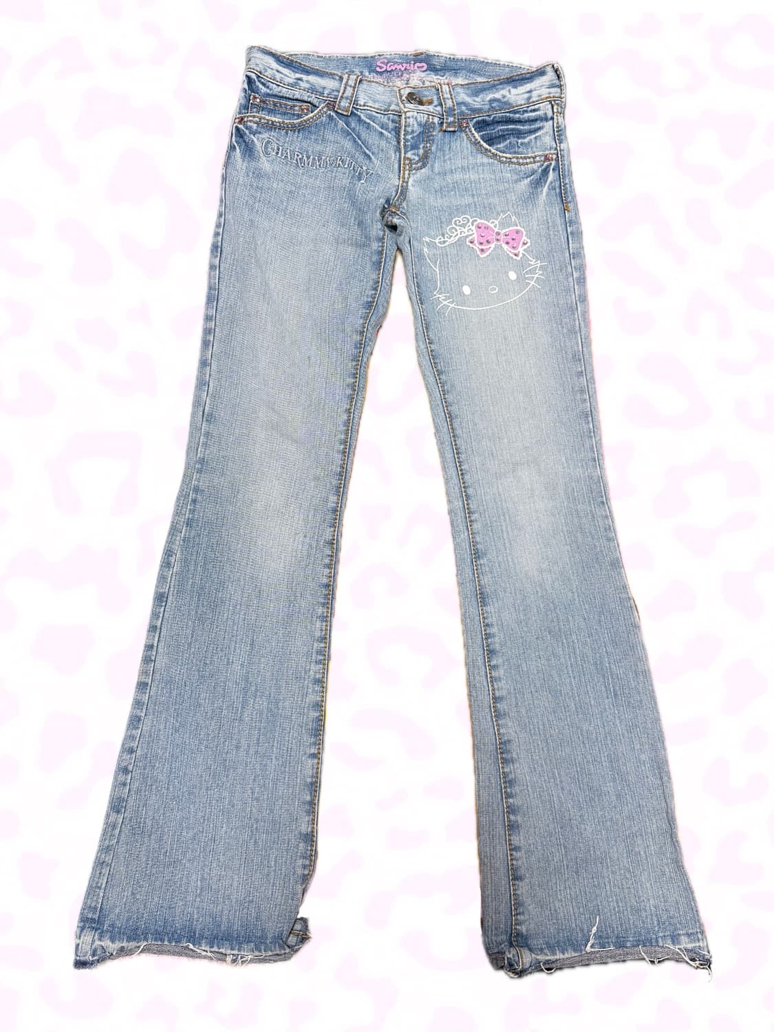 고전 챠미키티 히메갸루 대장 로우라이즈 부츠컷 데님 팬츠 갸루 와투케 상품이미지2