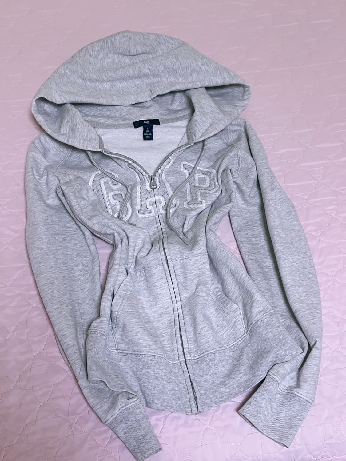 GAP 갭 라이트 멜란지 그레이 딱붙핏 슬림핏 풀집업 후드집업 솜이코 상품이미지1