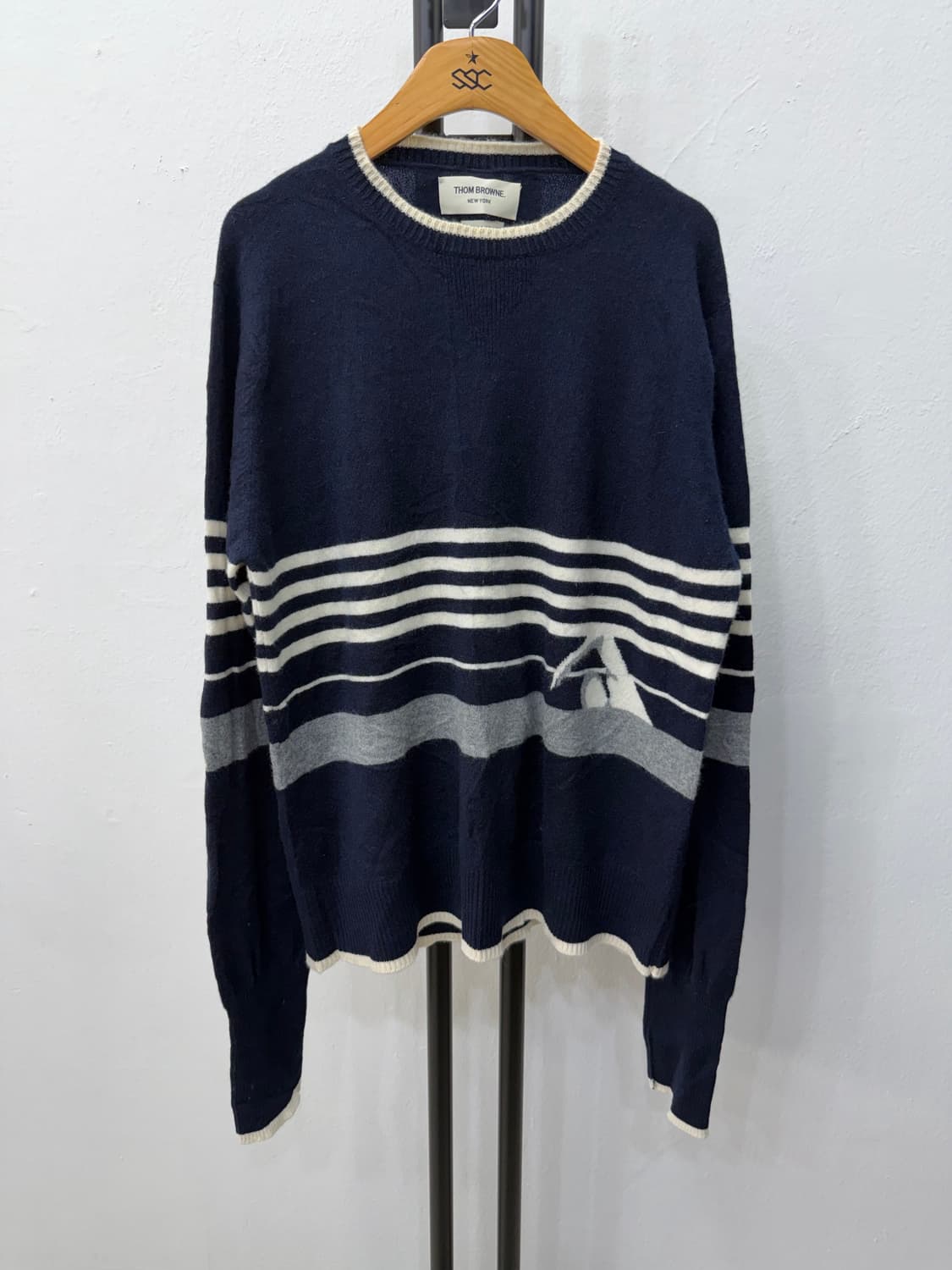 정품) 톰브라운 백로고 캐시미어100 남성니트 4 상품이미지1