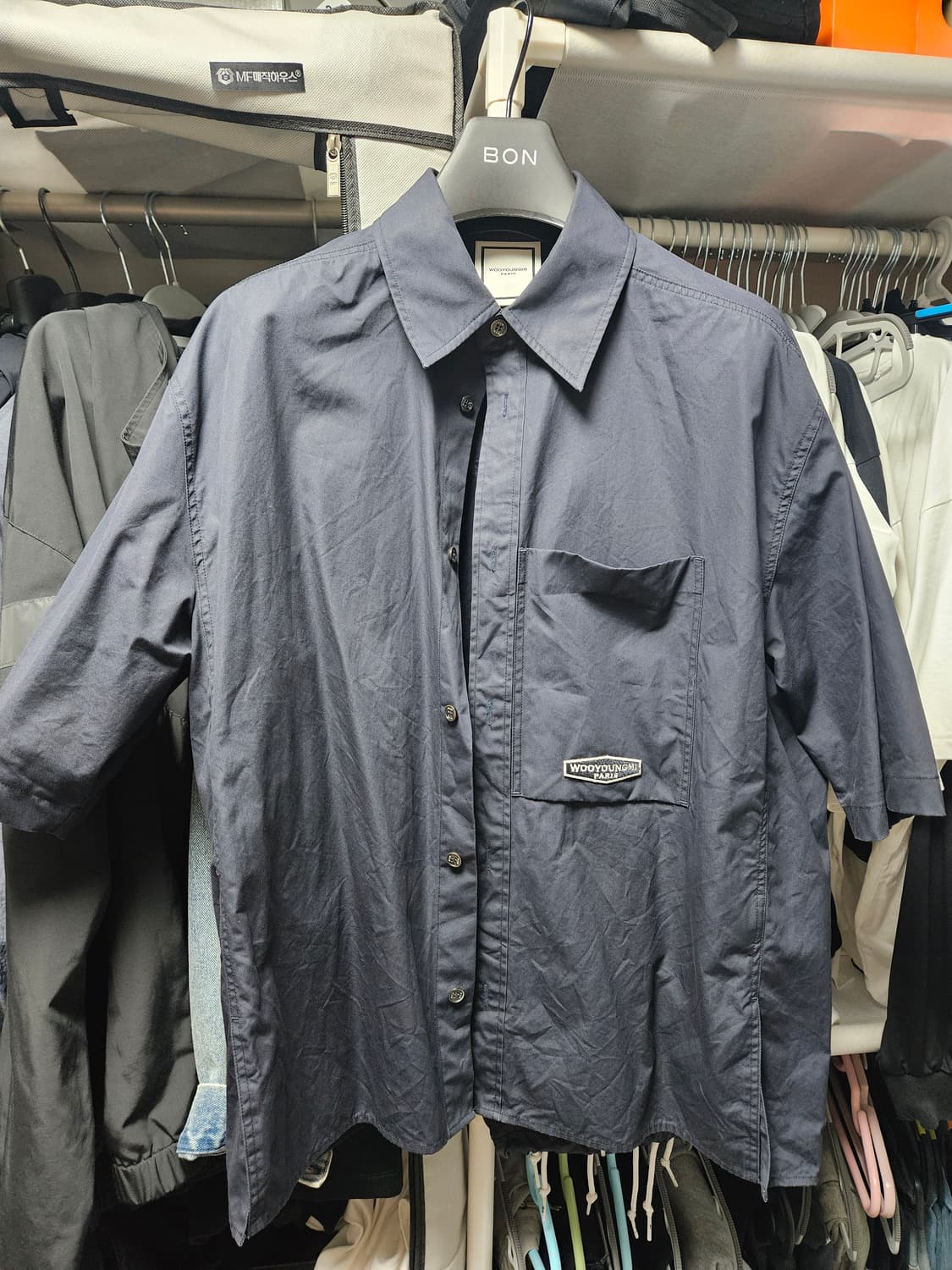 우영미 네이비 반팔 셔츠 48 상품이미지1