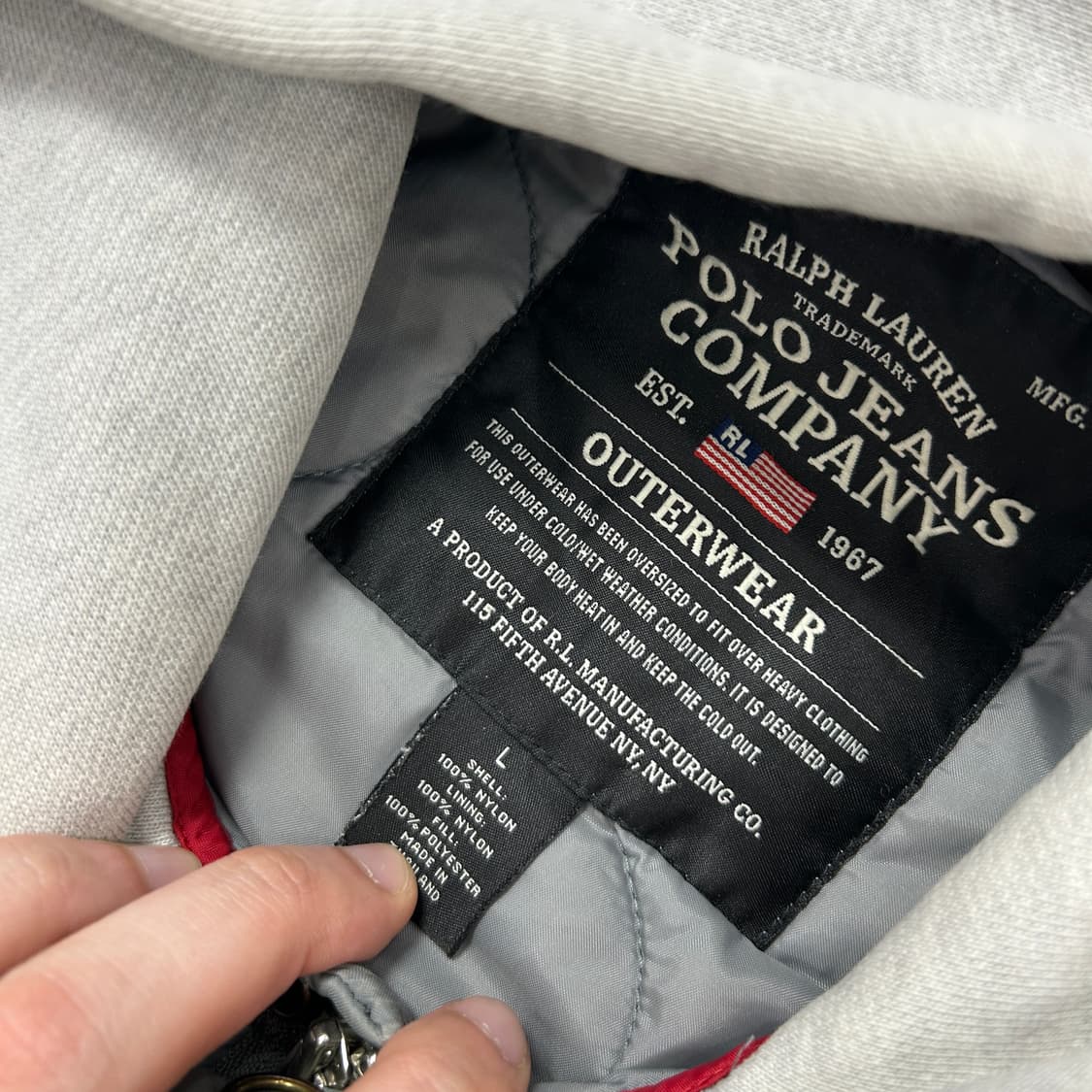 폴로 빈티지 성조기 후드 퀼팅 자켓(L) 상품이미지6