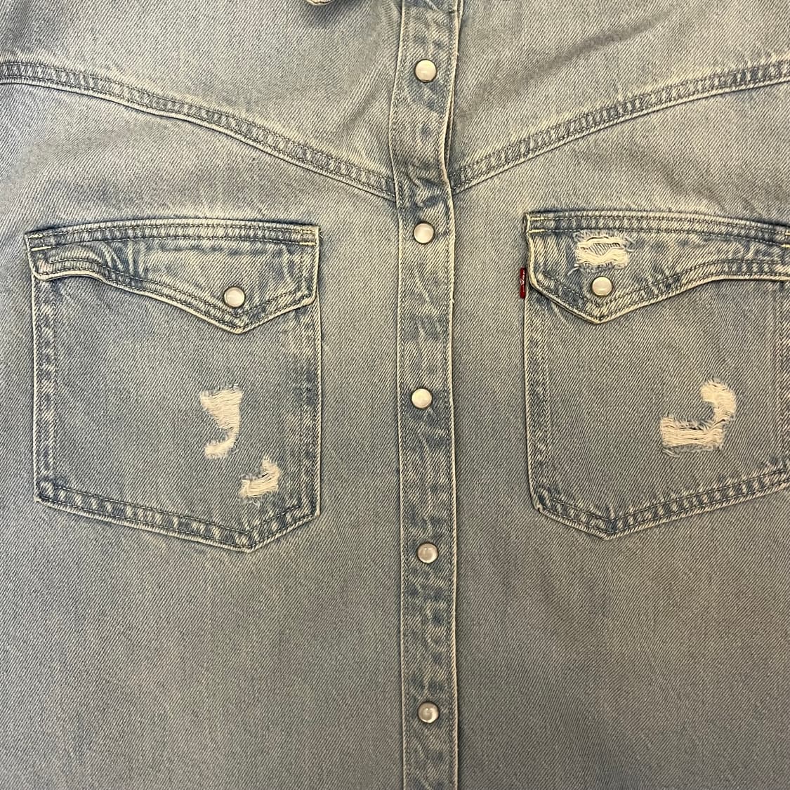 미국 빈티지 리바이스 데님 셔츠 데미지 워싱 청남방 상품이미지6