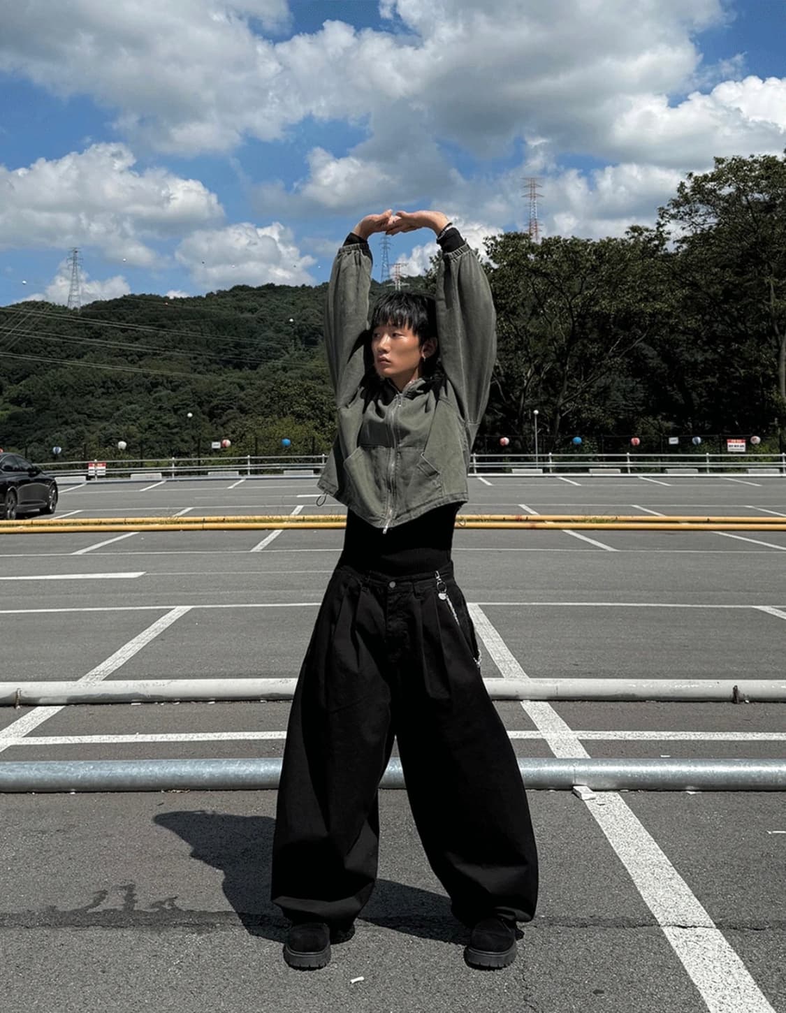 하드 피그먼트 크롭 후드 자켓 검은색 상품이미지2