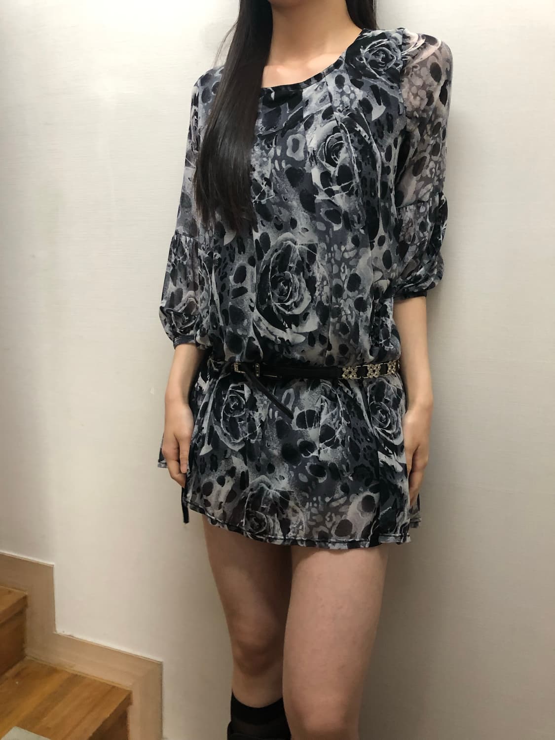 빈티지 그레이 플라워 오리엔탈 원피스 상품이미지9