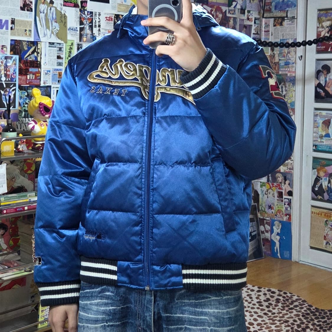 엠엘비 텍사스 레인저스 블루 덕다운 후드 패딩 상품이미지1