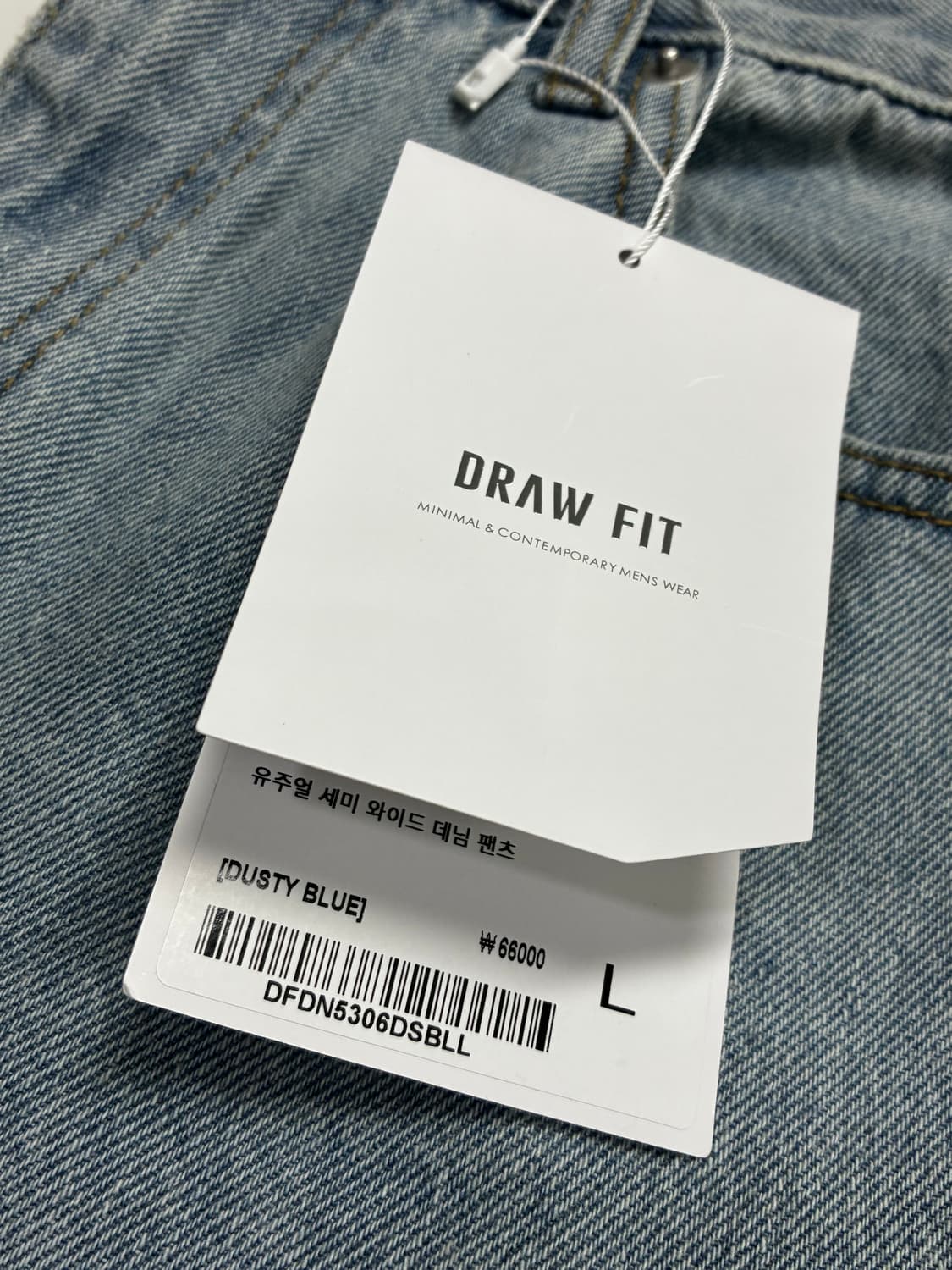 (새상품)(L)드로우핏 유주얼 세미 와이드 데님 팬츠 DUSTY BLUE 상품이미지9