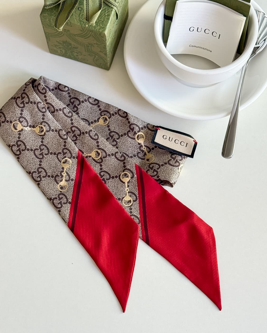 구찌 홀스빗 실크 넥보우 트윌리 상품이미지3