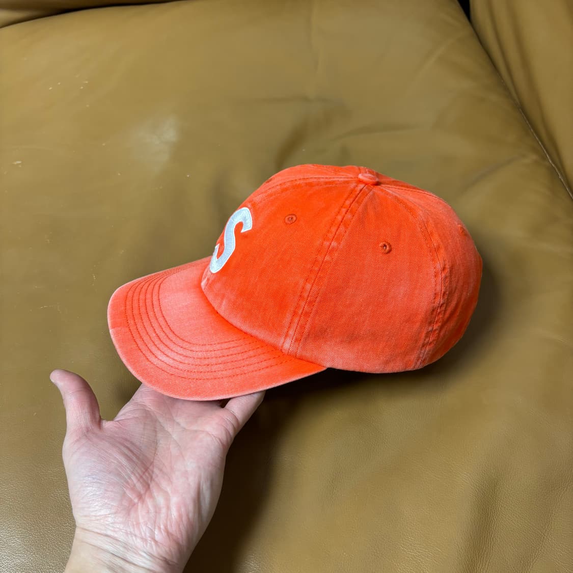 슈프림 S로고 6패널 볼캡 모자 피그먼트 워시드 오렌지 상품이미지4