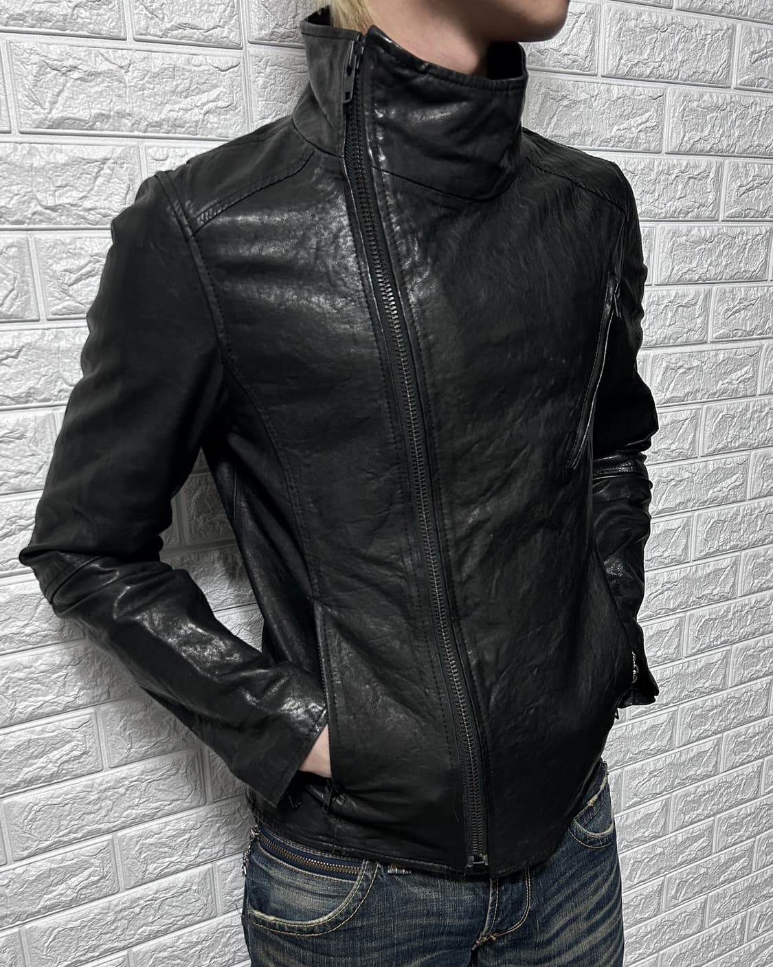 206 Homme Asymmetric High-neck Sheepskin 상품이미지1
