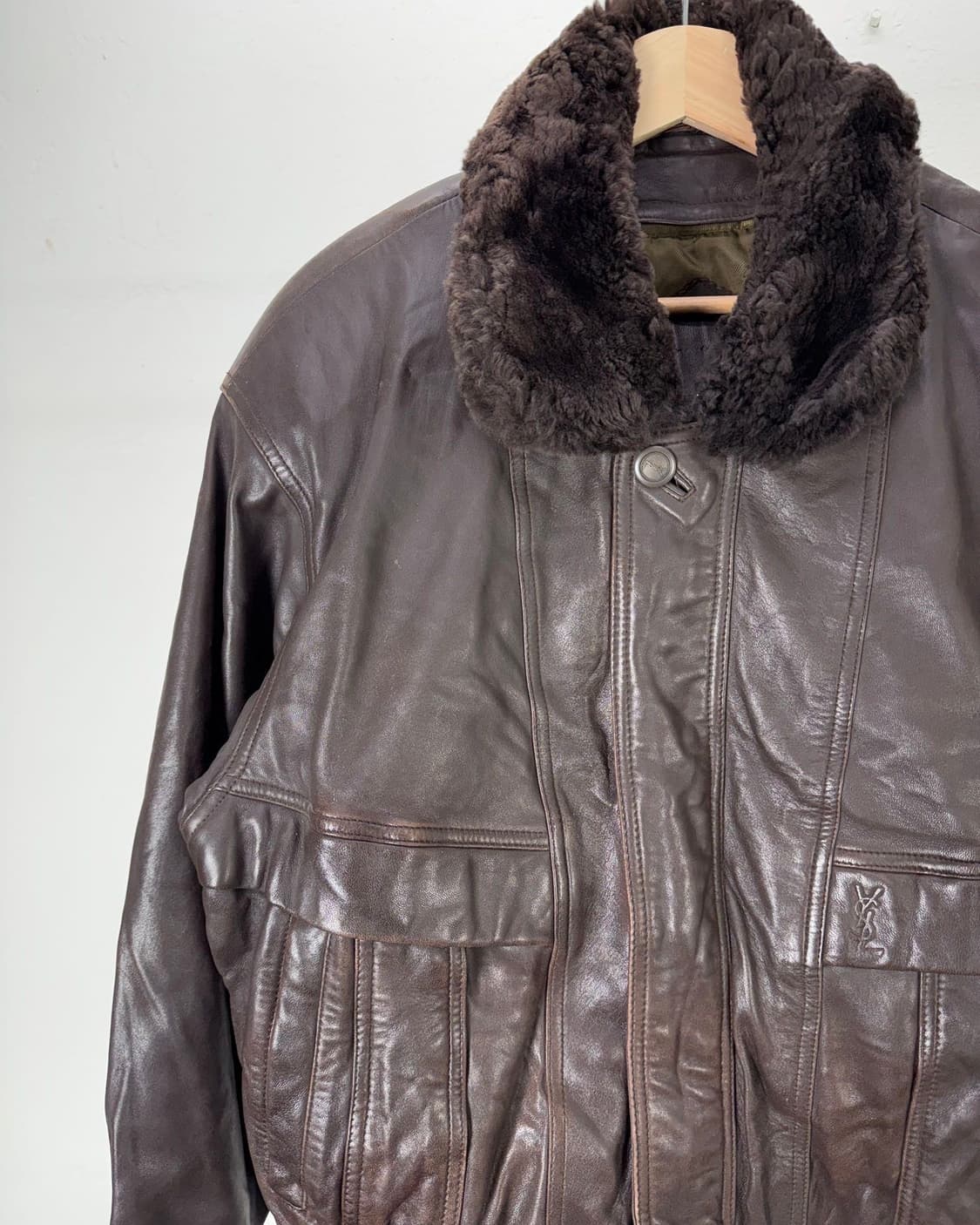 이브 생로랑 뿌르 옴므 브라운 램스킨 퍼 카라 파일럿 봄버 자켓 상품이미지2