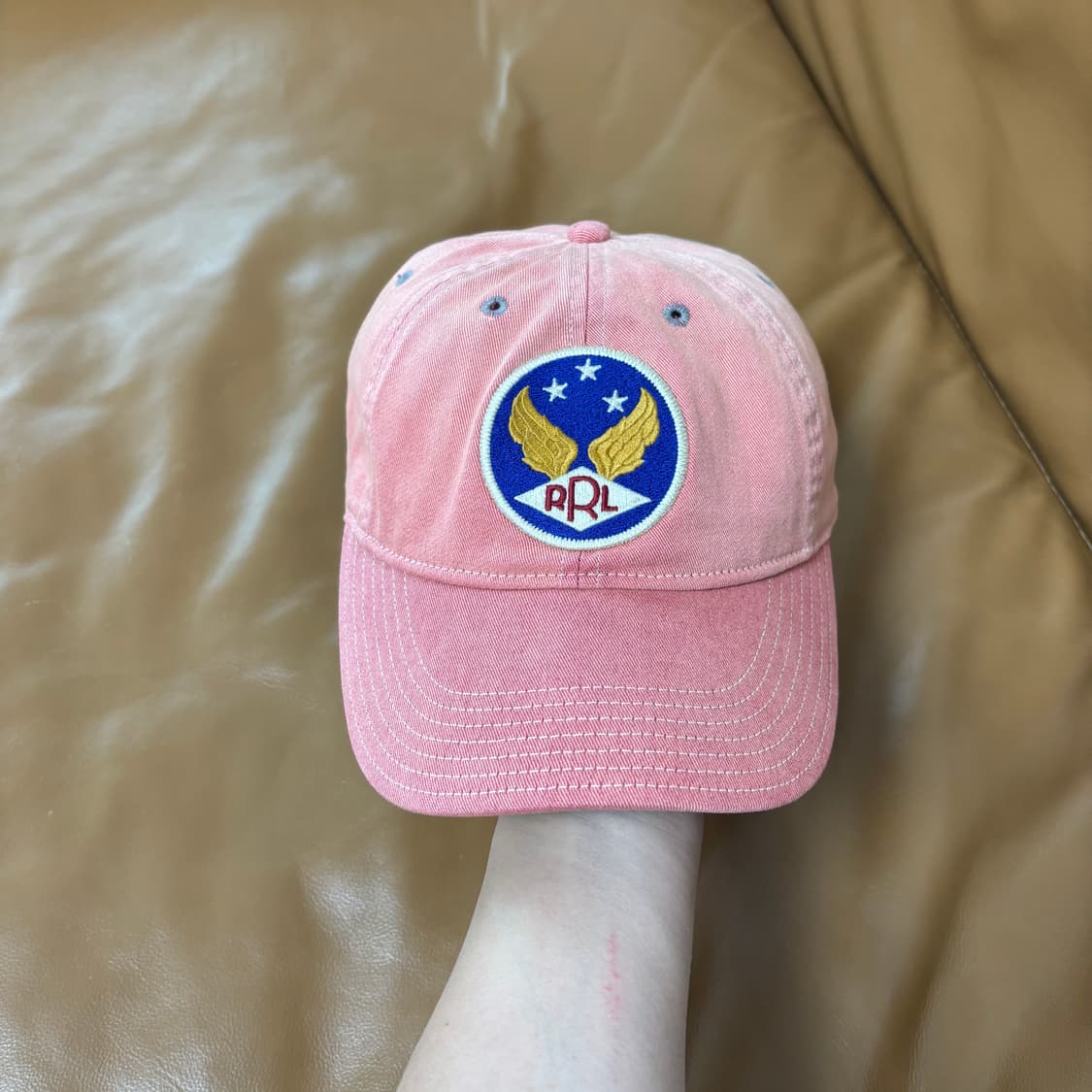 RRL 더블알엘 랄프로렌 폴로 윙로고 6패널 볼캡 모자 워시드 레드 상품이미지2