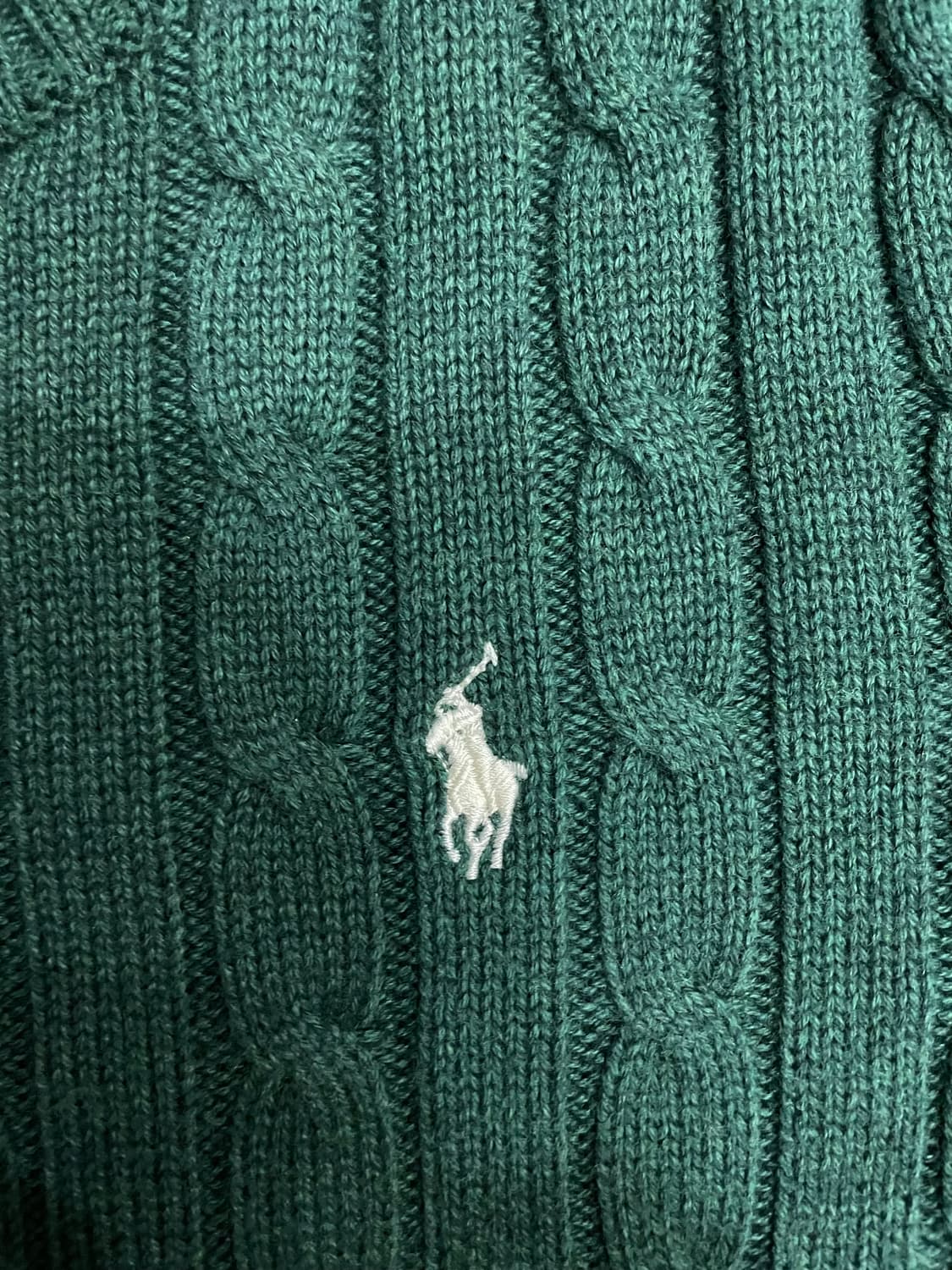 폴로 랄프로렌 케이블 니트 코튼 스웨터 그린 상품이미지5