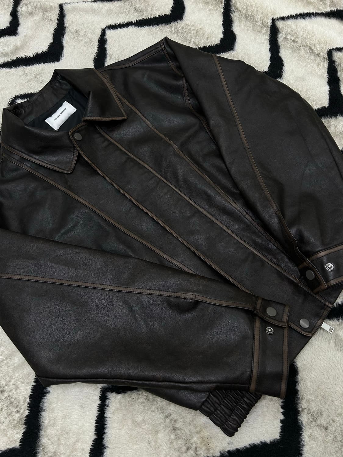 [os]원더원더 버핑레더 자켓/짙은브라운 상품이미지1