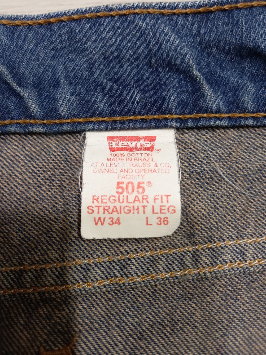 34 95's 리바이스505 오렌지탭 일자진 진청 배색진 34-574 상품이미지9