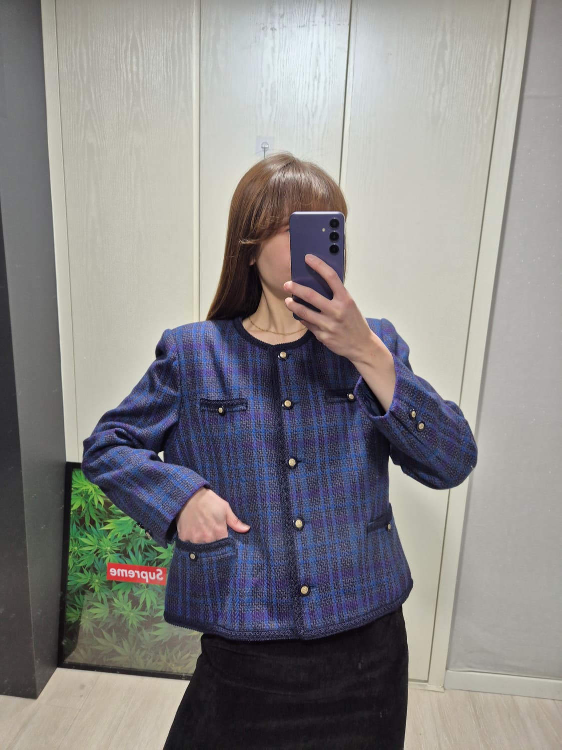 체크 패턴 트위드 빈티지자켓 상품이미지8