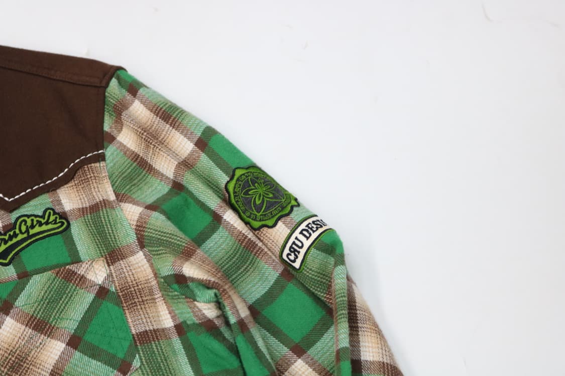 CRU 빈티지 그린 체크 웨스턴 배색 셔츠 (L) 상품이미지4