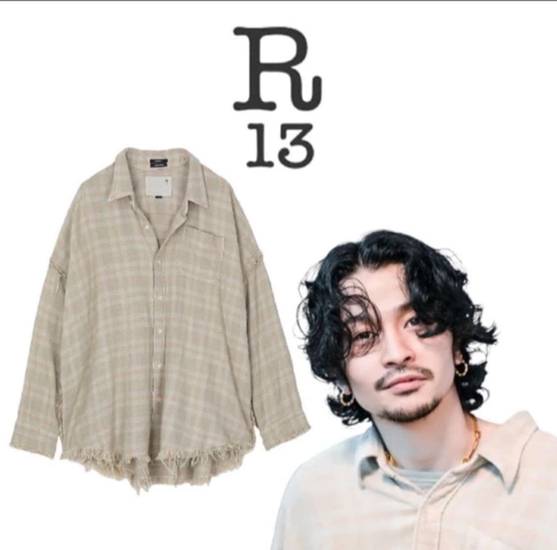 R13 슈레디드 심 드랍 넥 셔츠 XL 상품이미지4