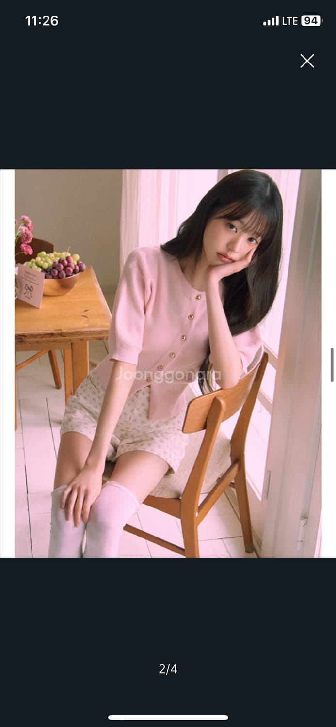 로라로라 볼륨 슬리브 하프 가디건 핑크 상품이미지2
