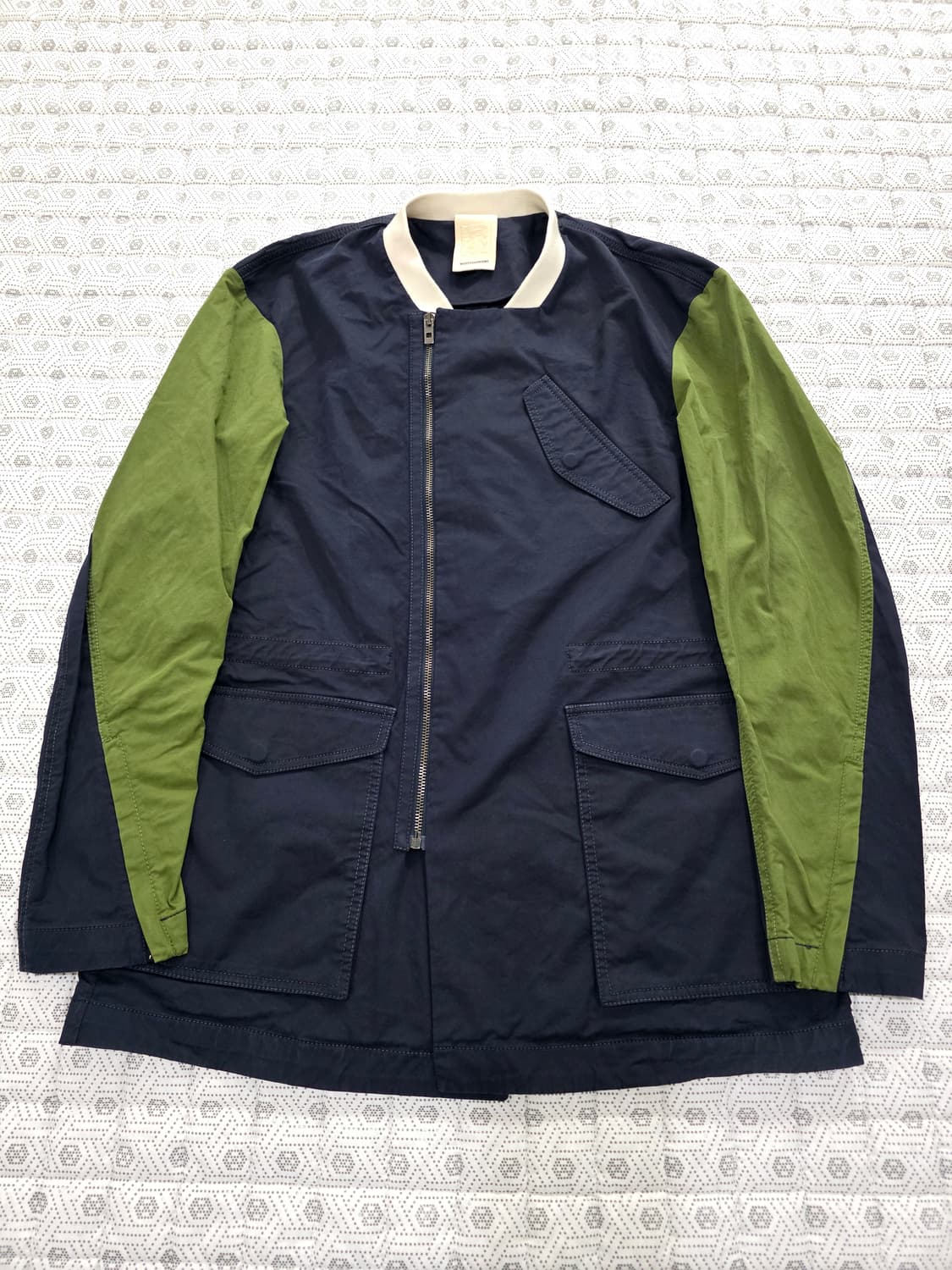 우영미 네이비/그린 배색 블루종 자켓 100 상품이미지4