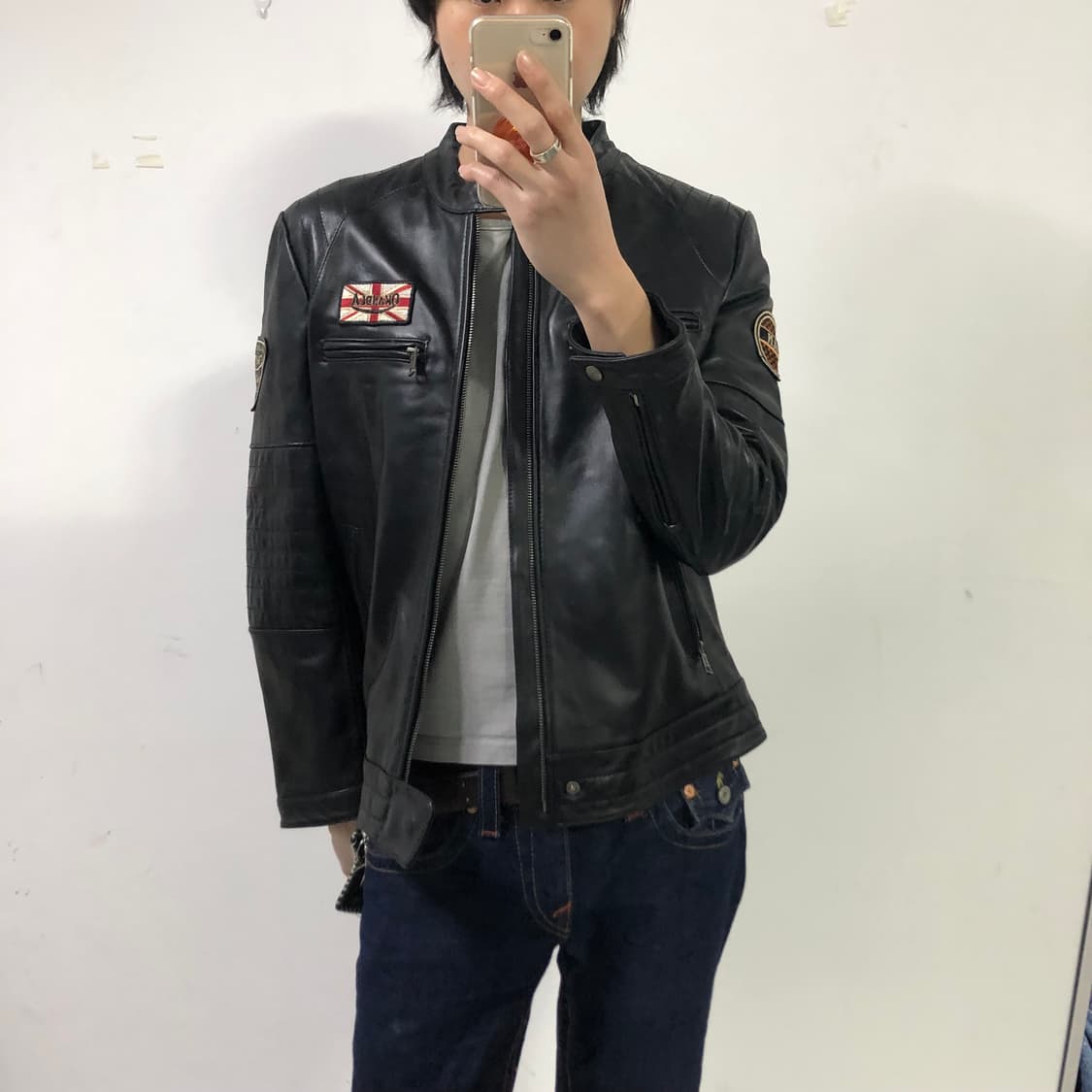 OKANDLA 쉽스킨 바이커 레더 자켓 상품이미지3