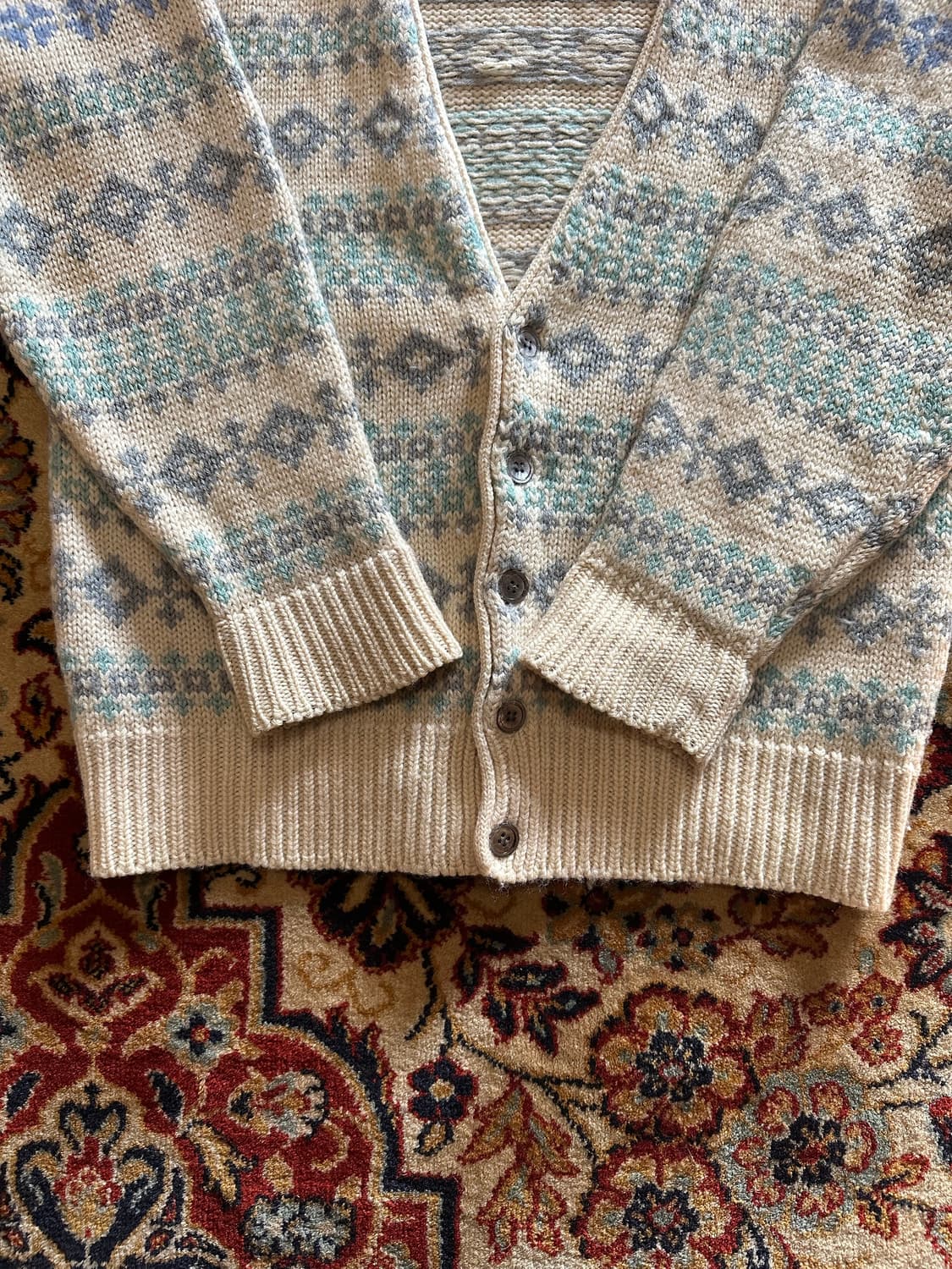90s Old GAP 노르딕 울 가디건 - L 상품이미지5