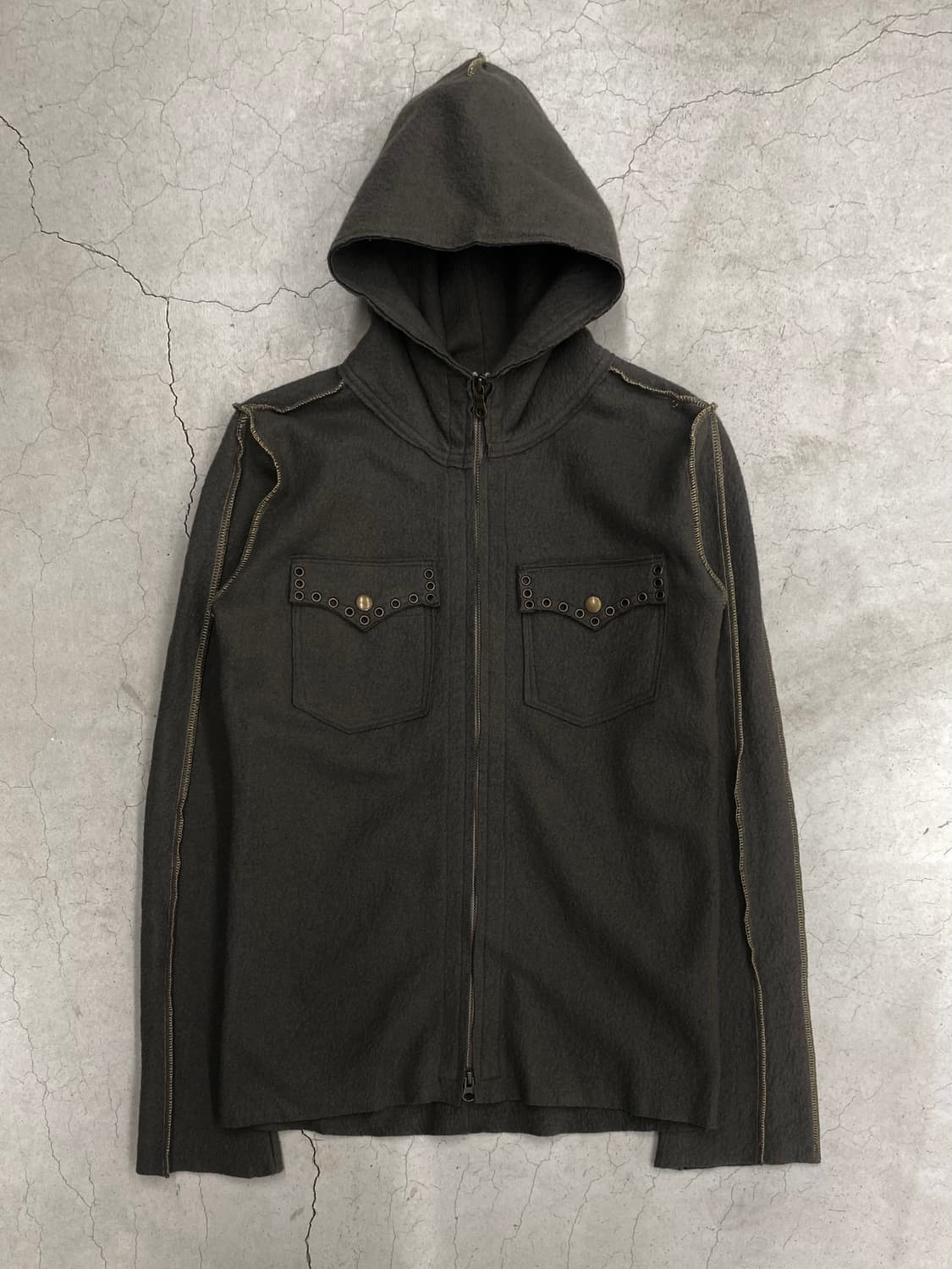 Francist_Mor.K.S 스터드 울 후드 자켓 상품이미지6