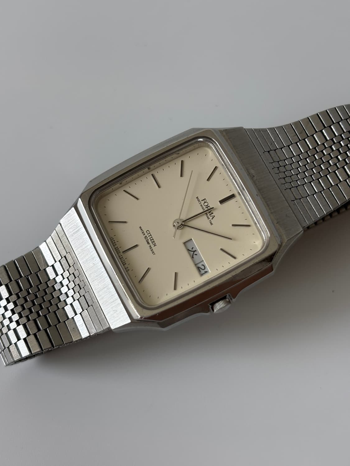 1990년대 Forma 크림 다이얼 실버 스퀘어 쿼츠 남성 상품이미지2