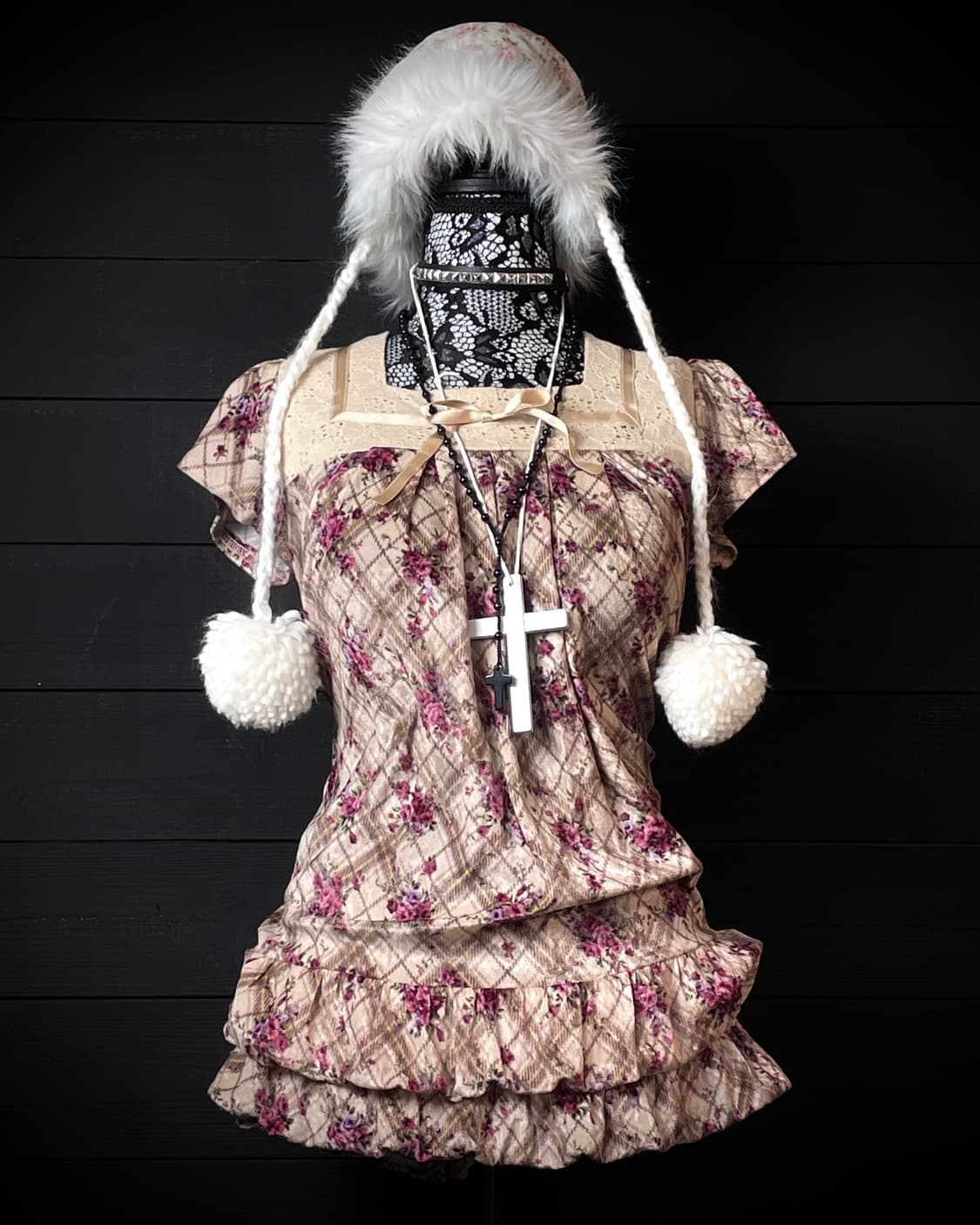 ROSA CHERRY 로사체리 플라워 패턴 꽃무늬 리본 탑 상품이미지1