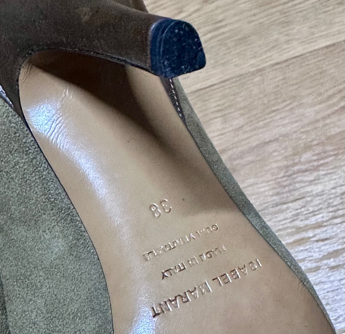 이자벨마랑 올리브그린 스웨이드 레더 콤비 투톤힐 38 상품이미지7