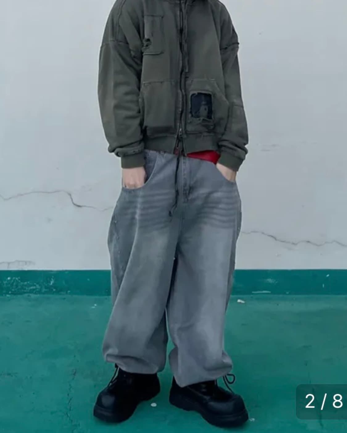 밈더 코인 벨티드 와이드 데님 팬츠 / 2 상품이미지4