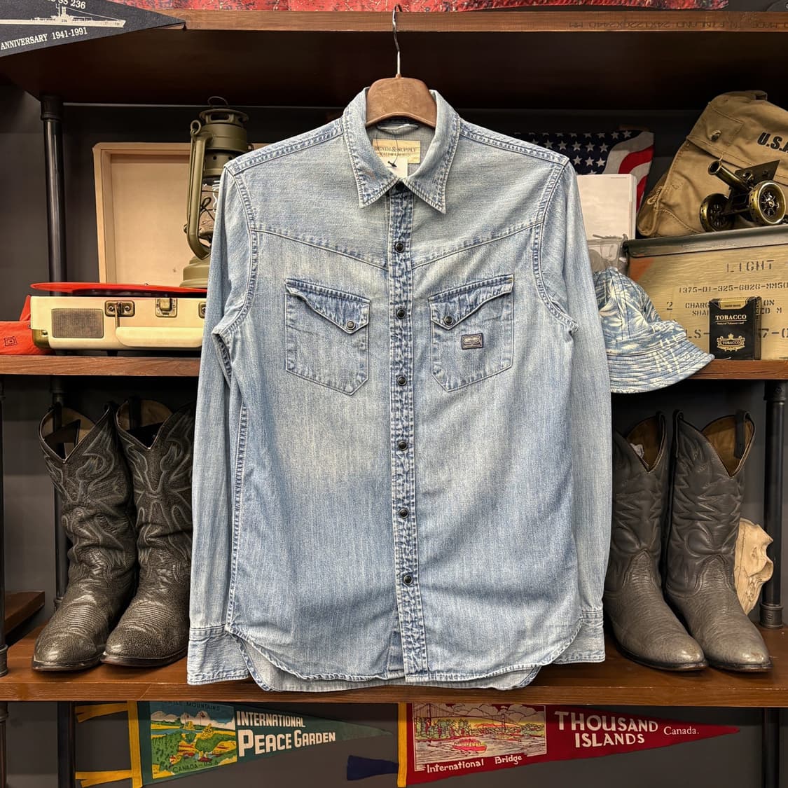 데님 앤 서플라이 랄프로렌 웨스턴 포켓 워싱 데님셔츠 펄버튼 N716 상품이미지1