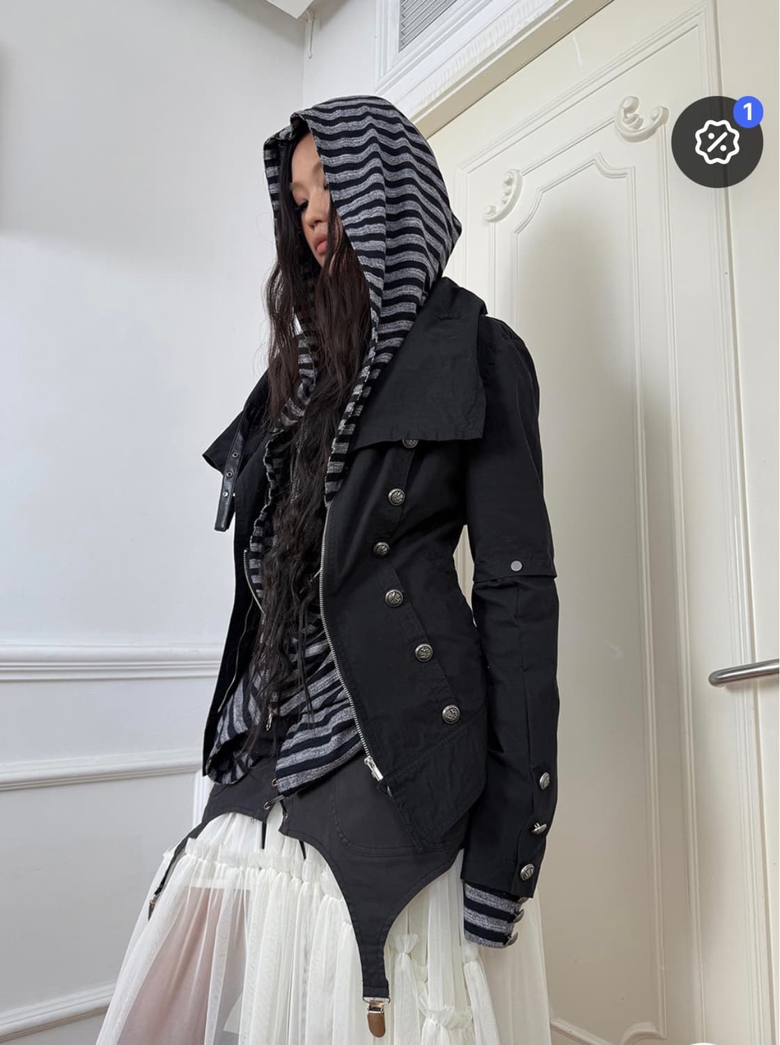 Double punch 하이넥 메탈 버튼 자켓 블랙 상품이미지2