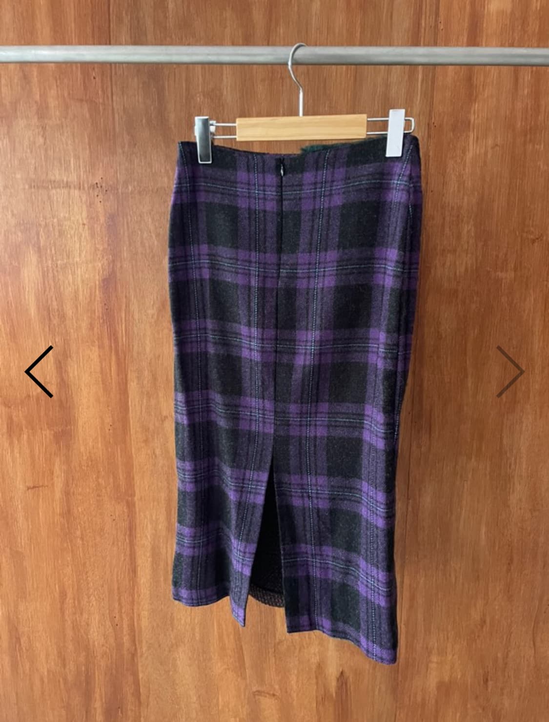 파예 빈티지 퍼플 체크 퍼 미디 스커트 상품이미지3
