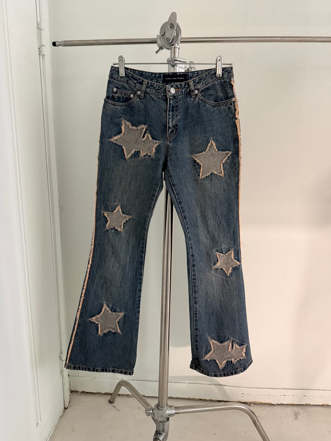 일본빈티지 갸루펑키 별패치 세미부츠컷 데님 상품이미지7