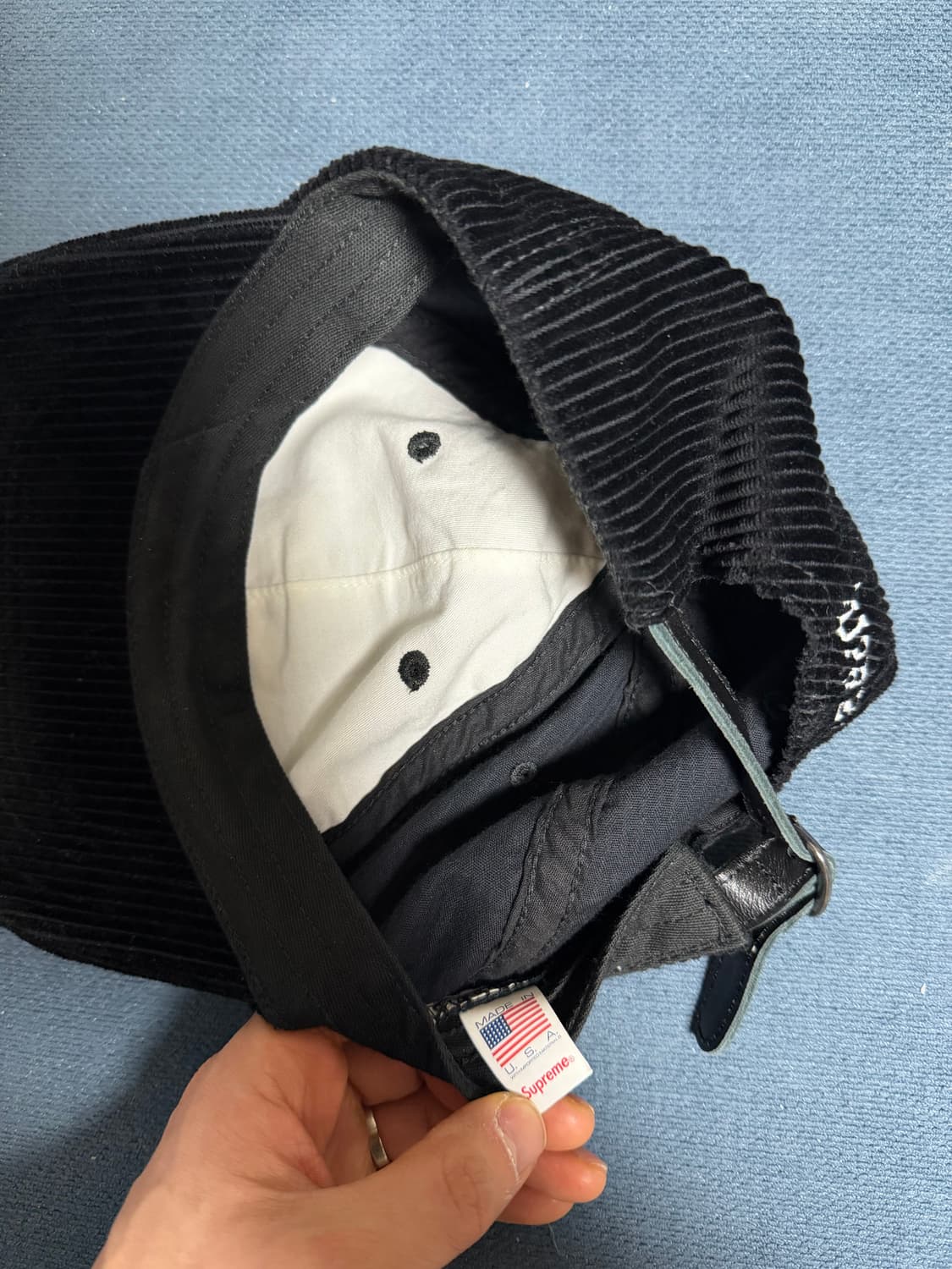 슈프림 코듀로이 S로고 6-패널 블랙-24Fw 상품이미지5