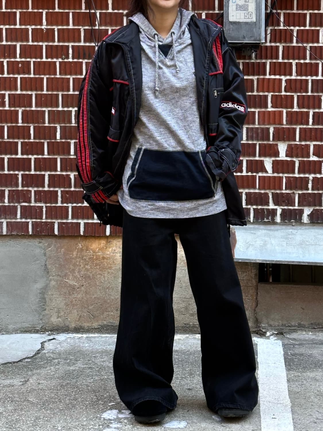 아디다스 바람막이 아베크롬비 후드 언발 펜츠 코디 상품이미지4